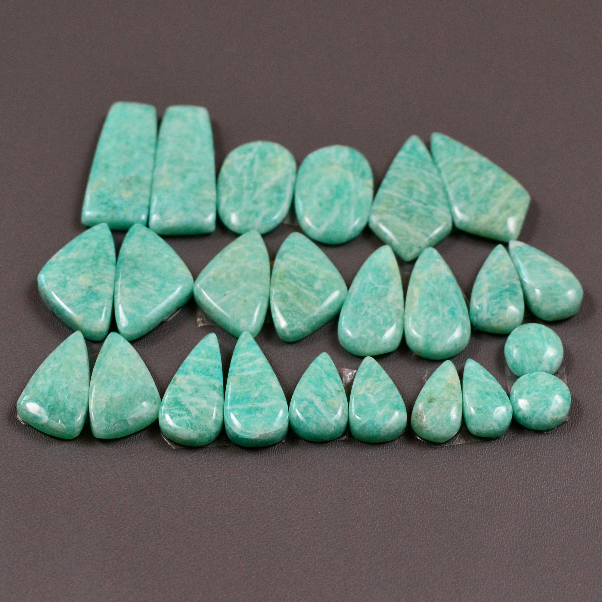 12 Pair 146Cts Natural Amazonite Cabochons Pair Gemstone Lot Mixed Shape Stones Wholesale Jewelry Making Supply 22x9 5x5mm 19408