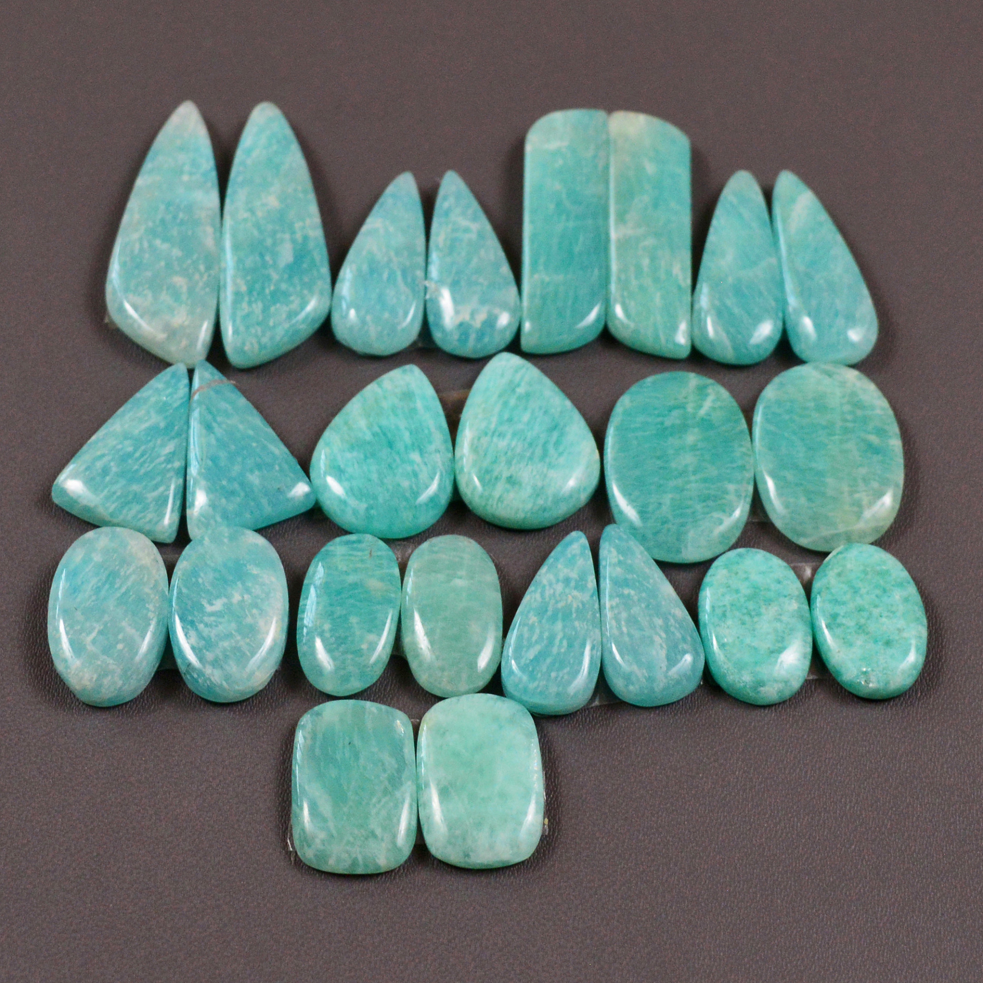 12 Pair 175Cts Natural Amazonite Cabochons Pair Gemstone Lot Mixed Shape Stones Wholesale Jewelry Making Supply 28x12 12x8mm 19409