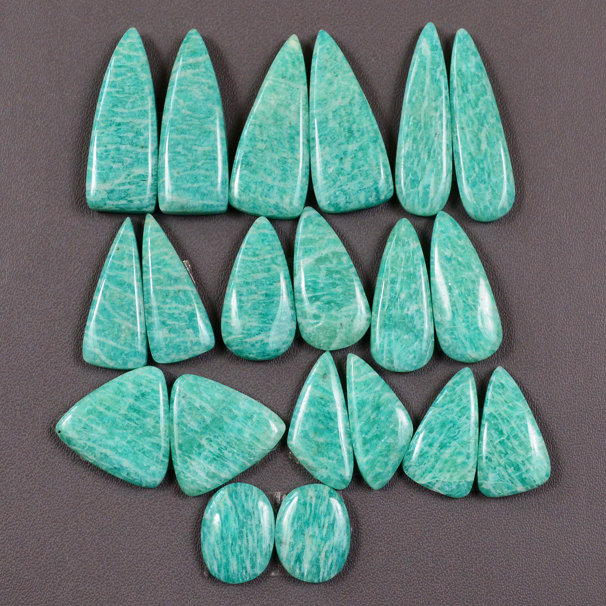 10 Pair 148Cts Natural Amazonite Cabochons Pair Gemstone Lot Mixed Shape Stones Wholesale Jewelry Making Supply 28x5 11x7mm 19411