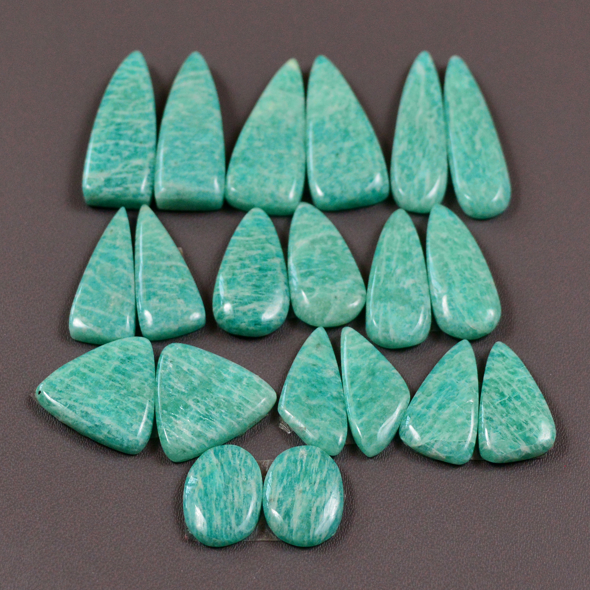 10 Pair 148Cts Natural Amazonite Cabochons Pair Gemstone Lot Mixed Shape Stones Wholesale Jewelry Making Supply 28x5 11x7mm 19411