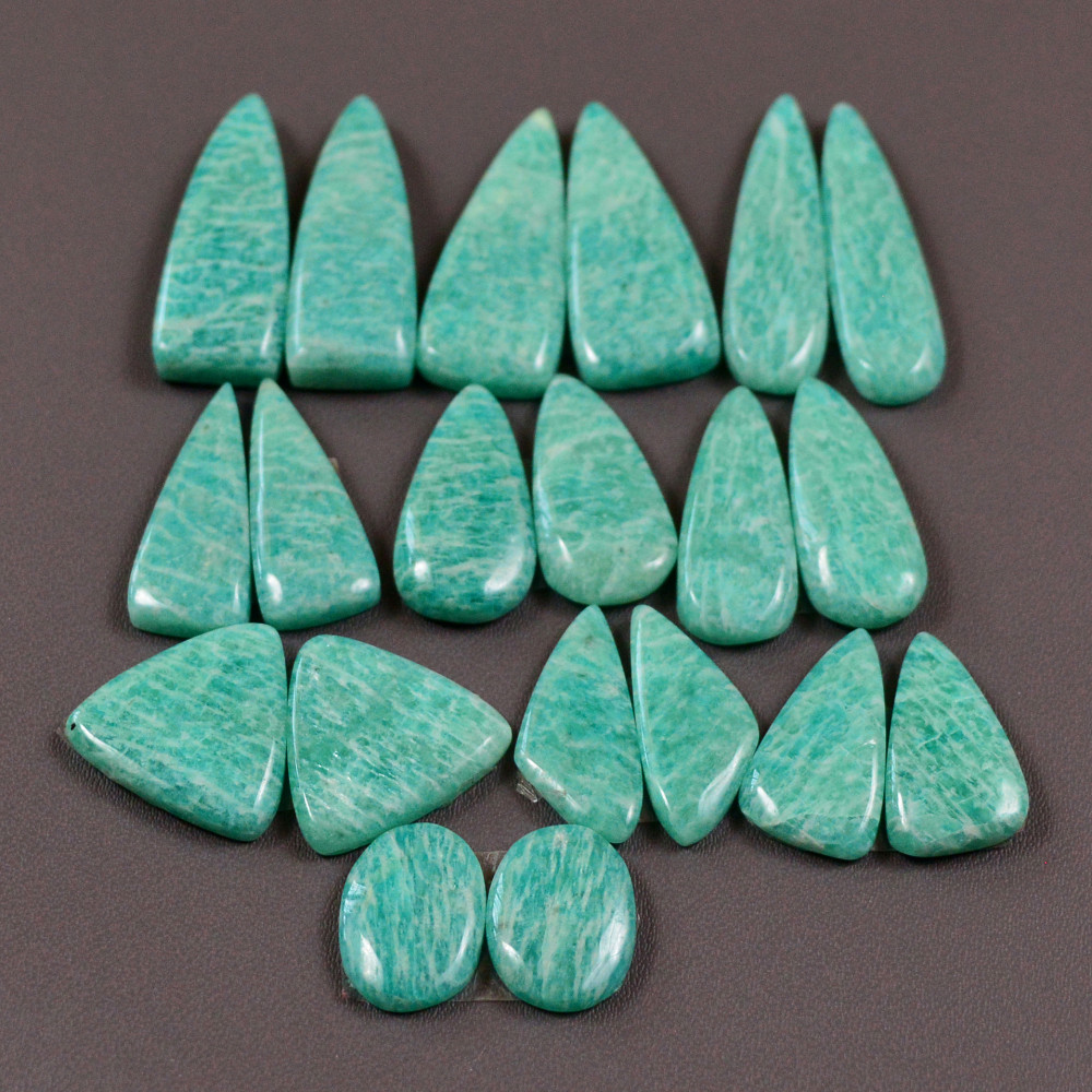 Image of 10 Pair 148Cts Natural Amazonite Cabochons Pair Gemstone Lot Mixed Shape Stones Wholesale Jewelry Making Supply 28x5 11x7mm #19411