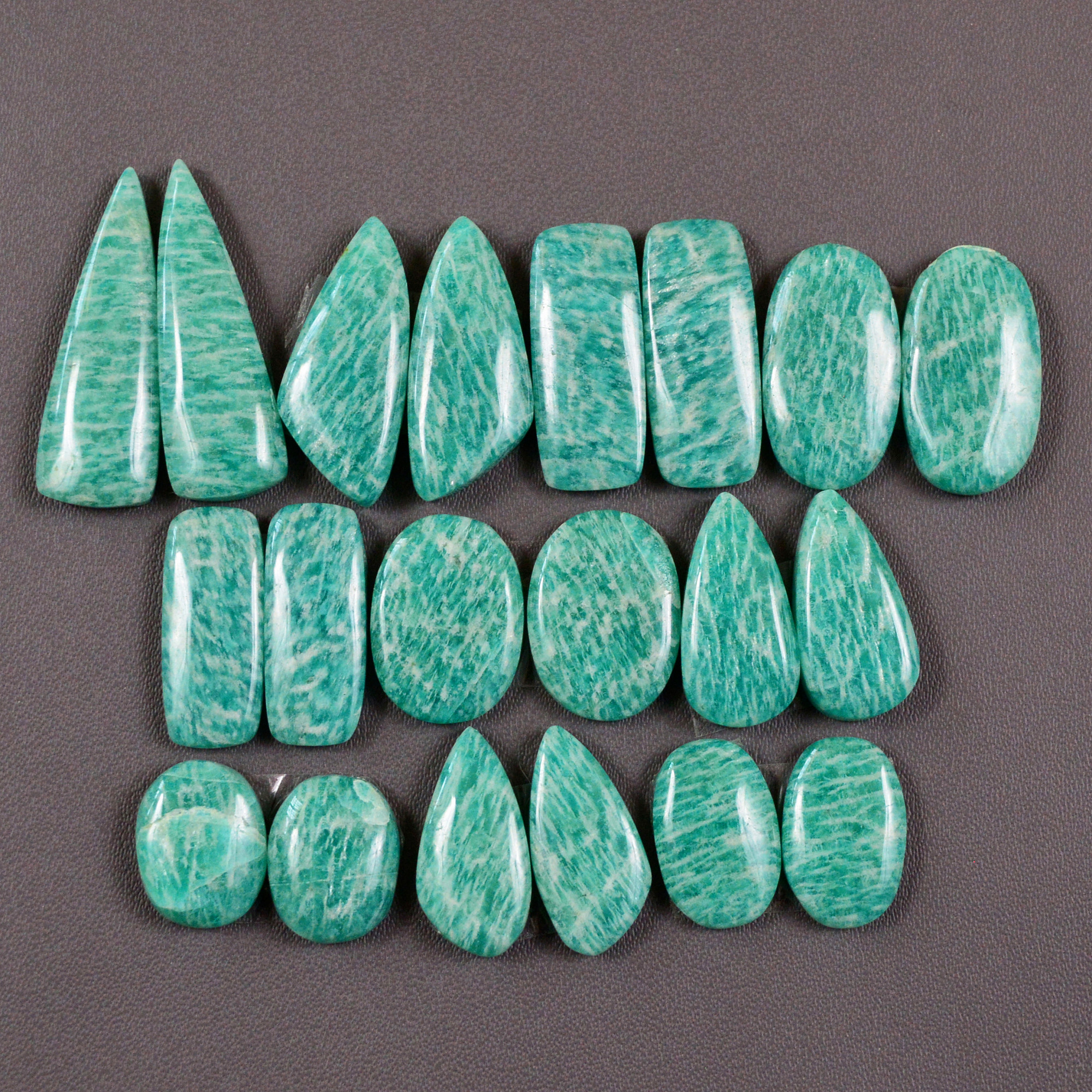 10 Pair 145Cts Natural Amazonite Cabochons Pair Gemstone Lot Mixed Shape Stones Wholesale Jewelry Making Supply 25x7 10x8mm 19414