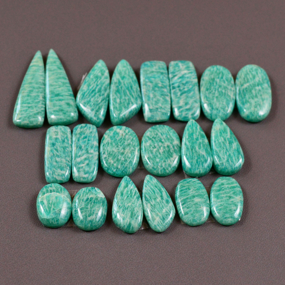 Image of 10 Pair 145Cts Natural Amazonite Cabochons Pair Gemstone Lot Mixed Shape Stones Wholesale Jewelry Making Supply 25x7 10x8mm #19414
