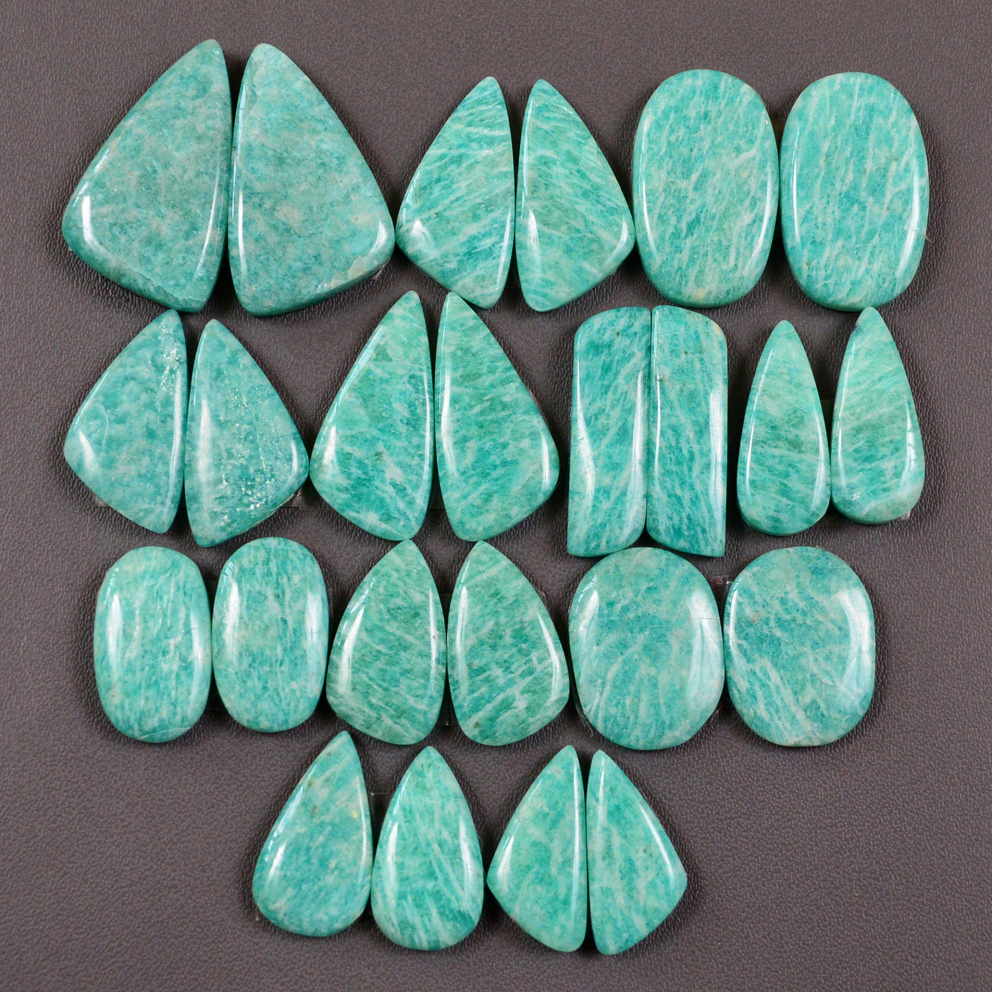 12 Pair 189Cts Natural Amazonite Cabochons Pair Gemstone Lot Mixed Shape Stones Wholesale Jewelry Making Supply 22x12 15x10mm 19418