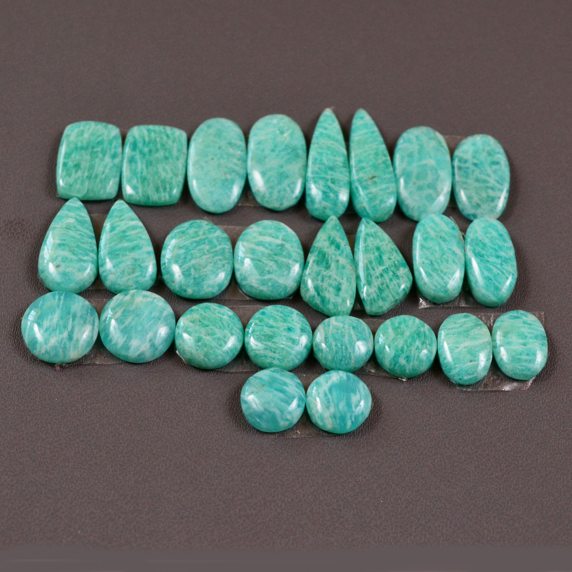 13 Pair 85Cts Natural Amazonite Cabochons Pair Gemstone Lot Mixed Shape Stones Wholesale Jewelry Making Supply 16x4 6x6mm 19419