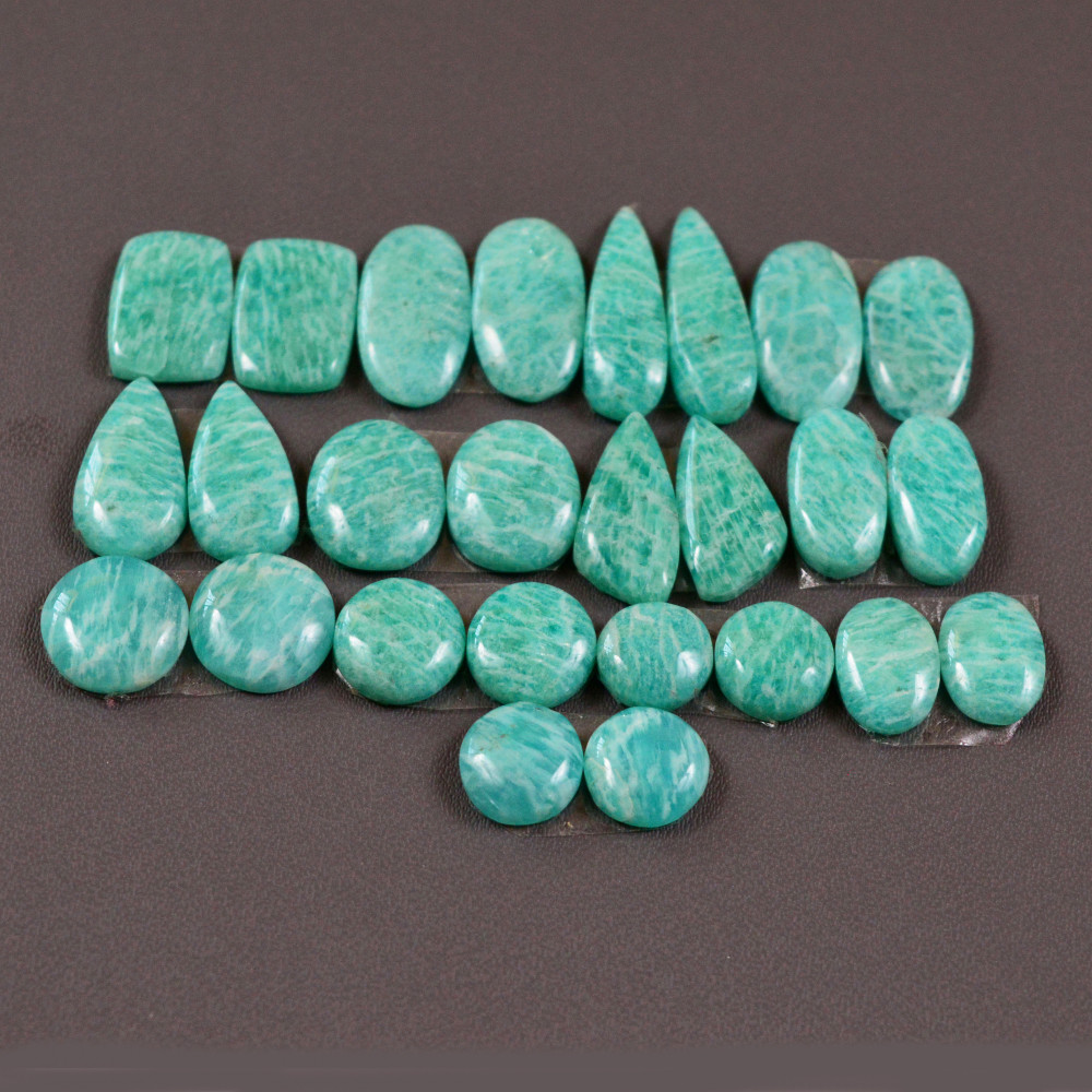 Image of 13 Pair 85Cts Natural Amazonite Cabochons Pair Gemstone Lot Mixed Shape Stones Wholesale Jewelry Making Supply 16x4 6x6mm #19419
