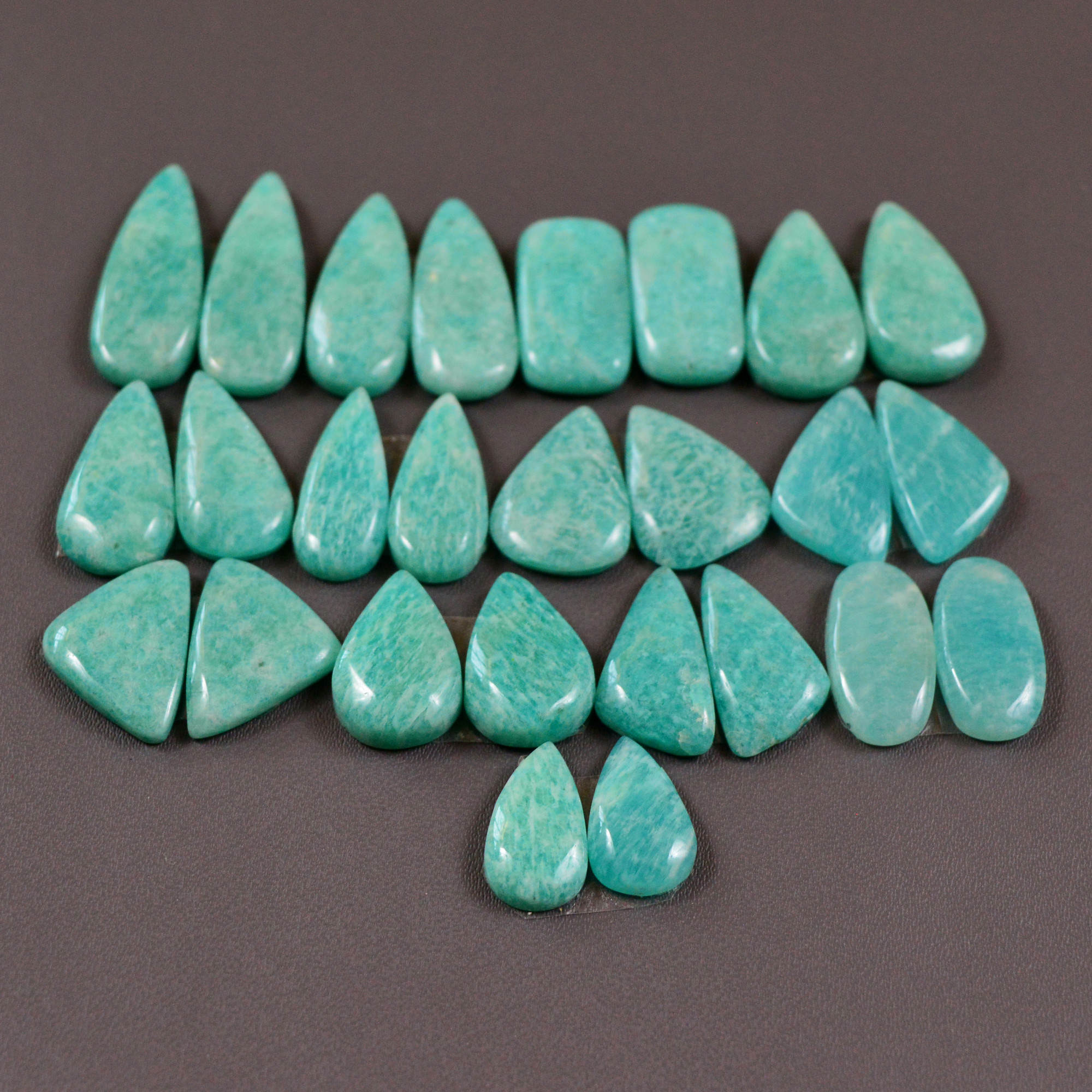 13 Pair 160Cts Natural Amazonite Cabochons Pair Gemstone Lot Mixed Shape Stones Wholesale Jewelry Making Supply 22x7 12x6mm 19420