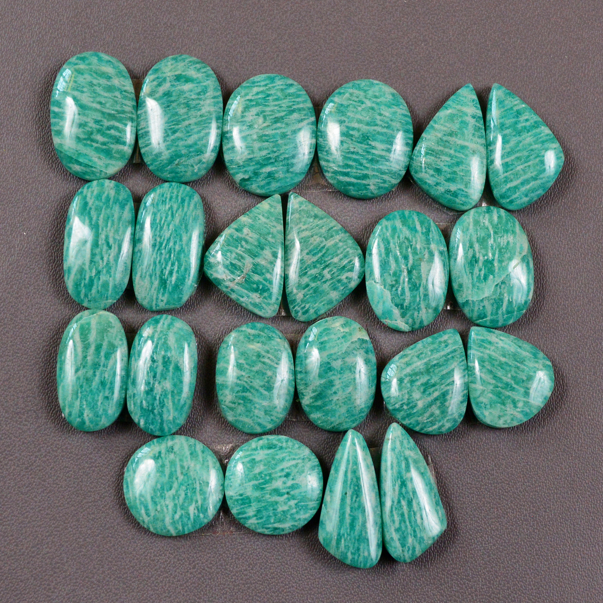 11 Pair 147Cts Natural Amazonite Cabochons Pair Gemstone Lot Mixed Shape Stones Wholesale Jewelry Making Supply 15x10 10x10mm 19421