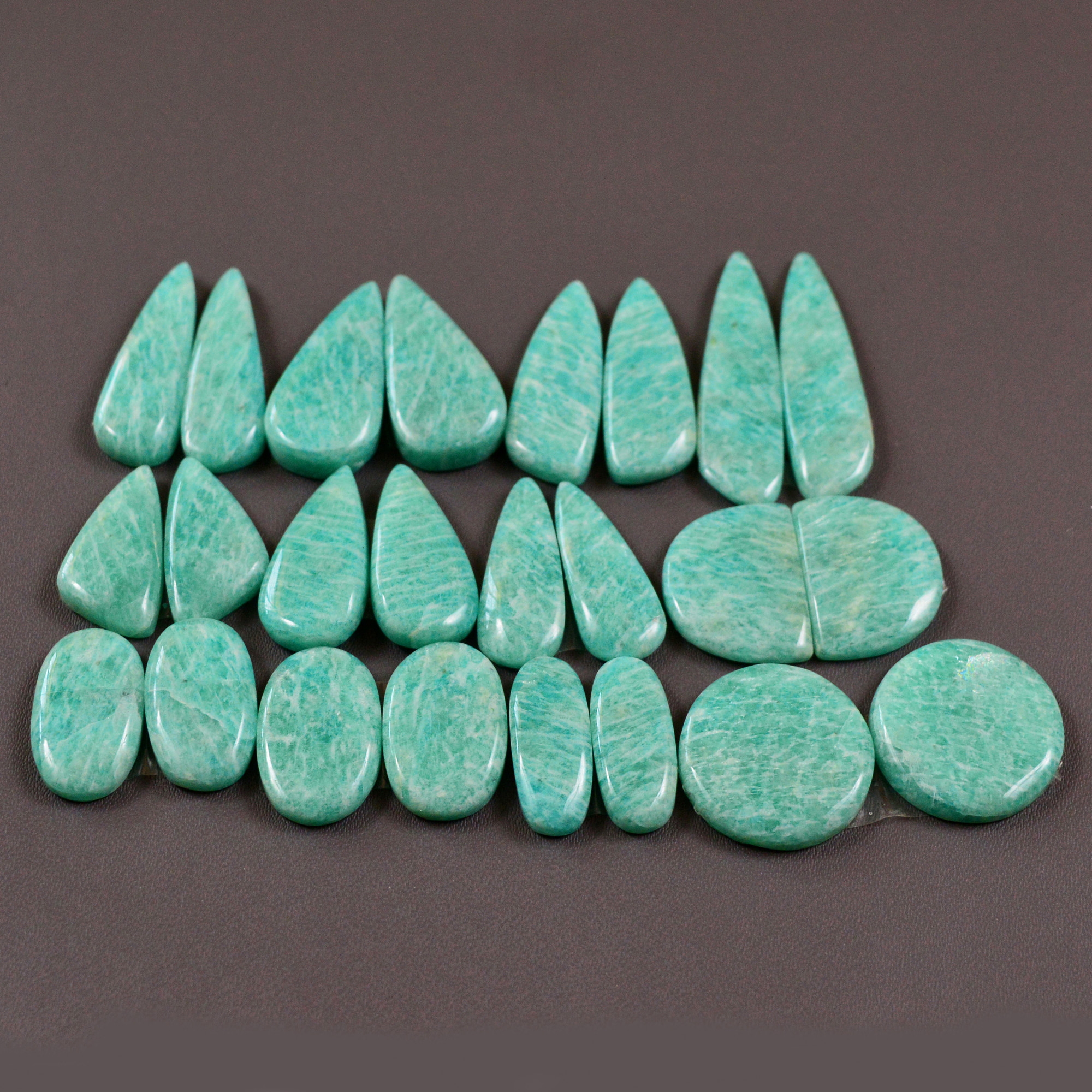 12 Pair 217Cts Natural Amazonite Cabochons Pair Gemstone Lot Mixed Shape Stones Wholesale Jewelry Making Supply 30x6 15x9mm 19425