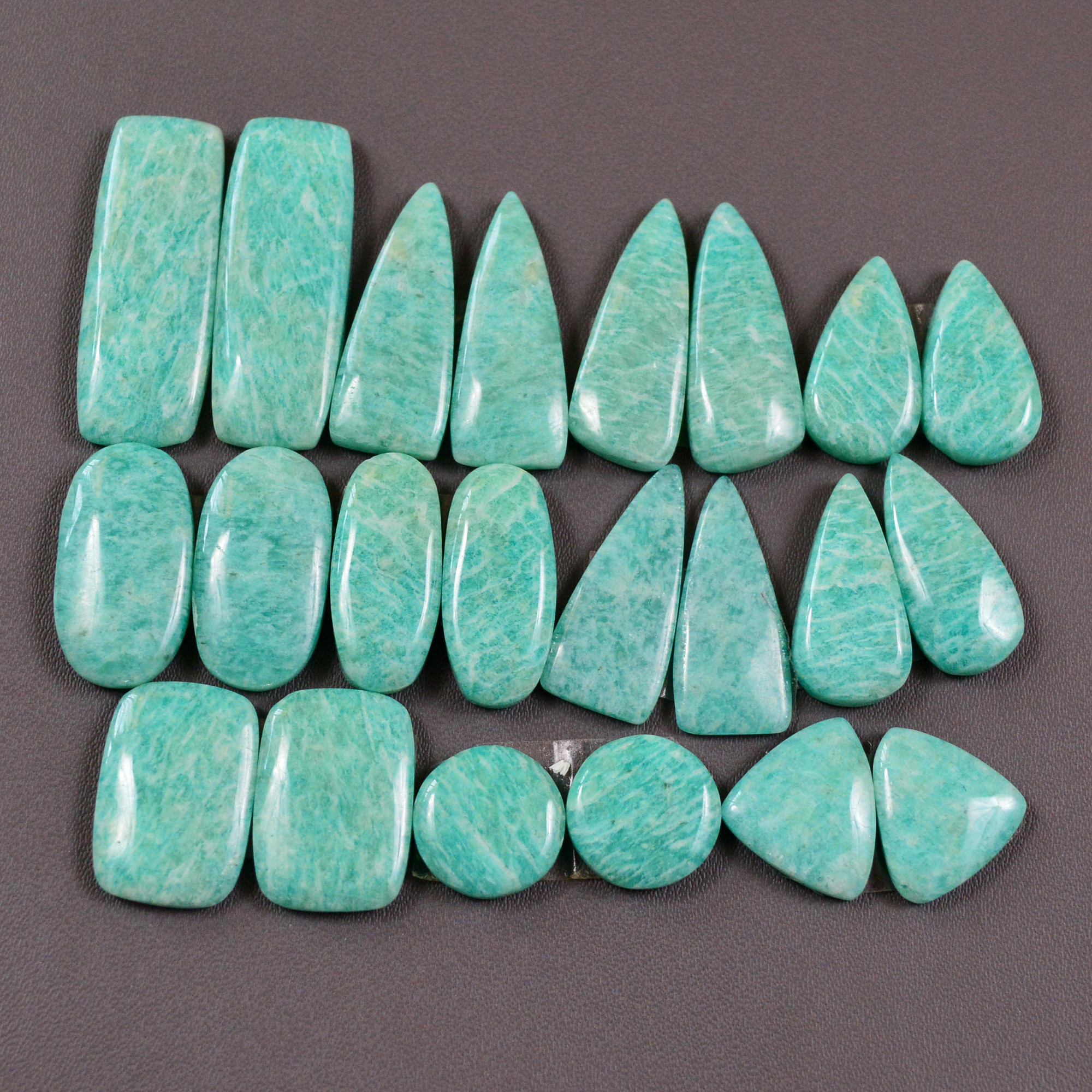11 Pair 191Cts Natural Amazonite Cabochons Pair Gemstone Lot Mixed Shape Stones Wholesale Jewelry Making Supply 29x9 10x10mm 19428