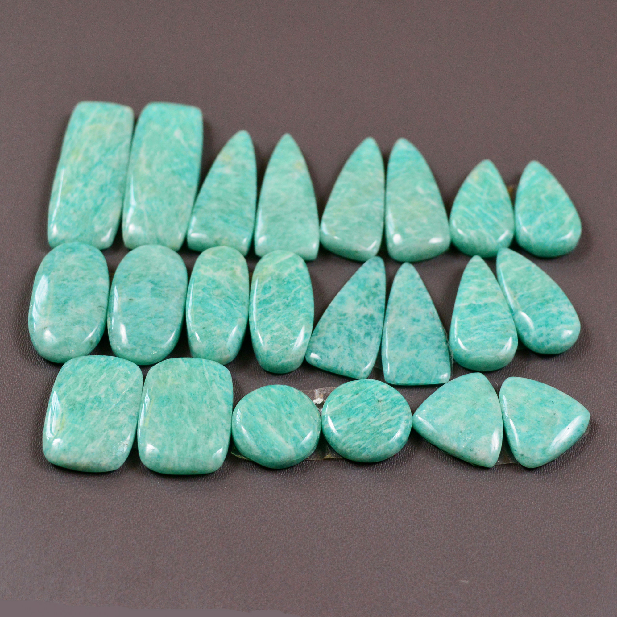 11 Pair 191Cts Natural Amazonite Cabochons Pair Gemstone Lot Mixed Shape Stones Wholesale Jewelry Making Supply 29x9 10x10mm 19428