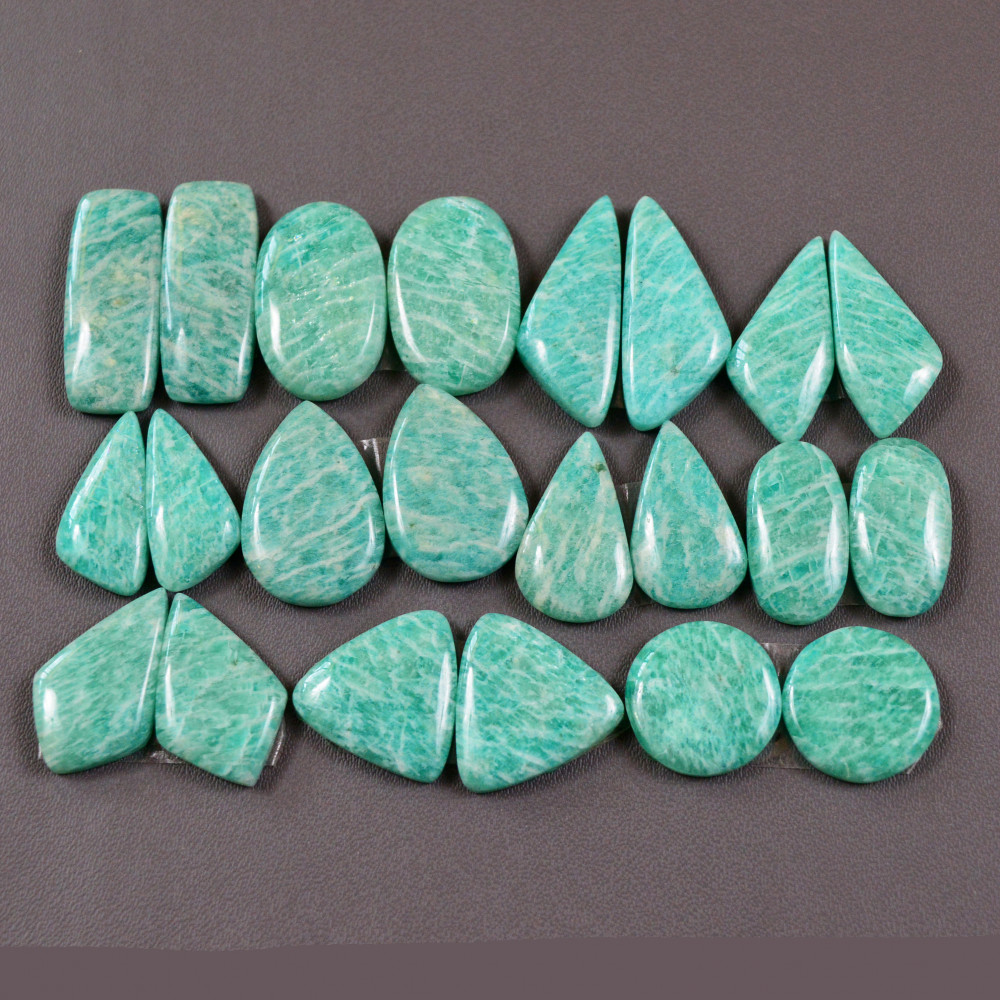 Image of 11 Pair 140Cts Natural Amazonite Cabochons Pair Gemstone Lot Mixed Shape Stones Wholesale Jewelry Making Supply 13x10 12x12mm #19430