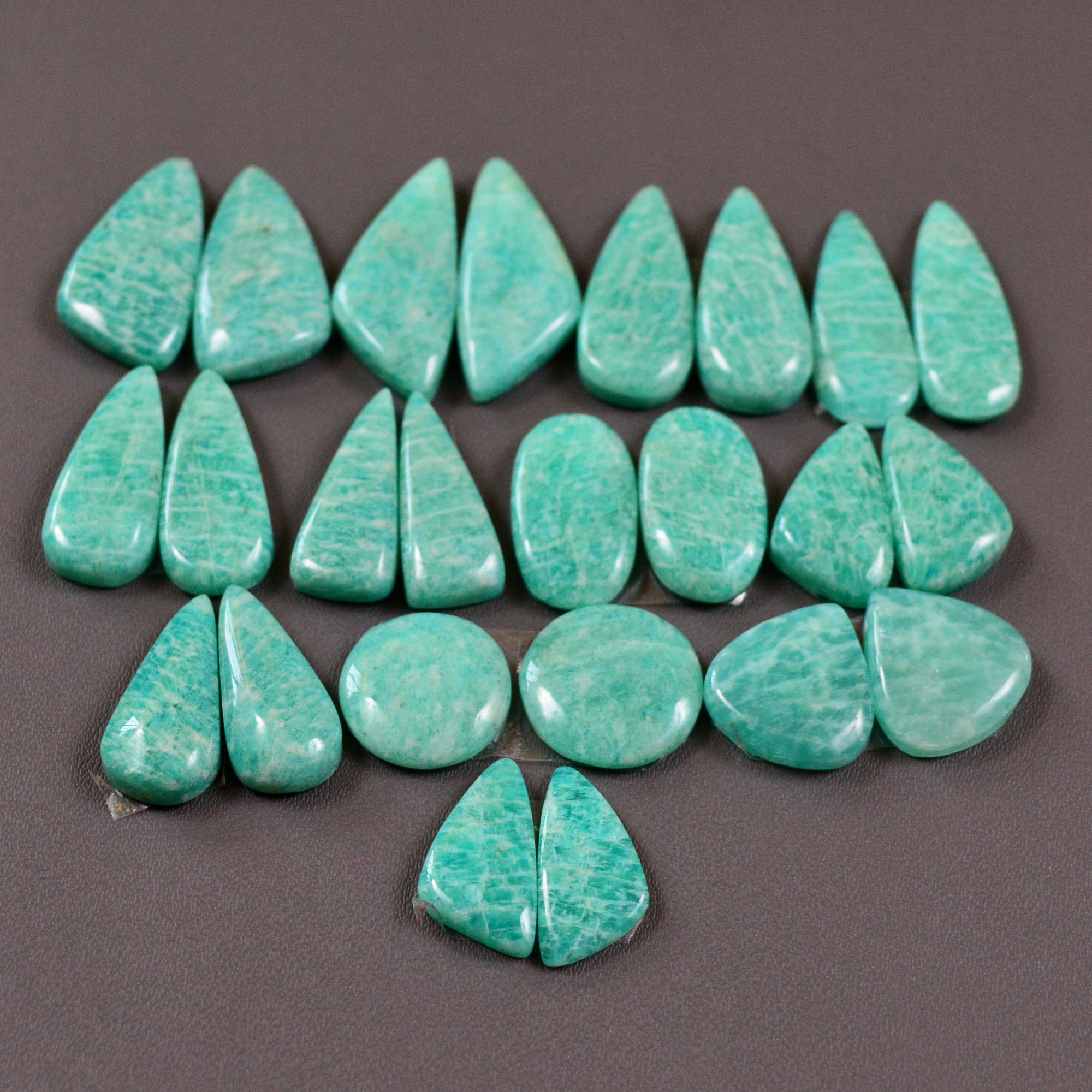 12 Pair 160Cts Natural Amazonite Cabochons Pair Gemstone Lot Mixed Shape Stones Wholesale Jewelry Making Supply 20x13 12x11mm 19432