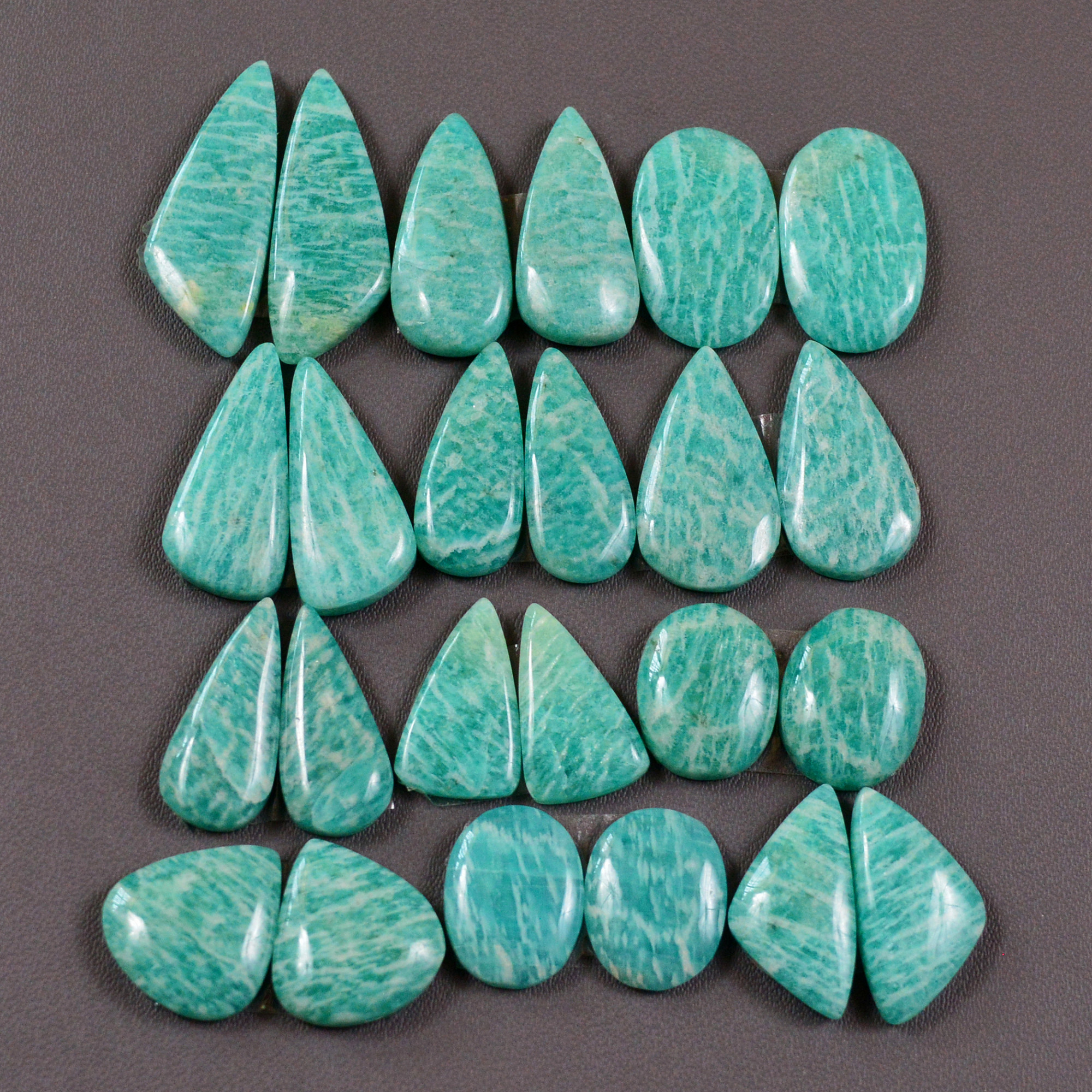 12 Pair 147 Cts Natural Amazonite Cabochons Pair Gemstone Lot Mixed Shape Stones Wholesale Jewelry Making Supply 24x8 10x8mm 19434