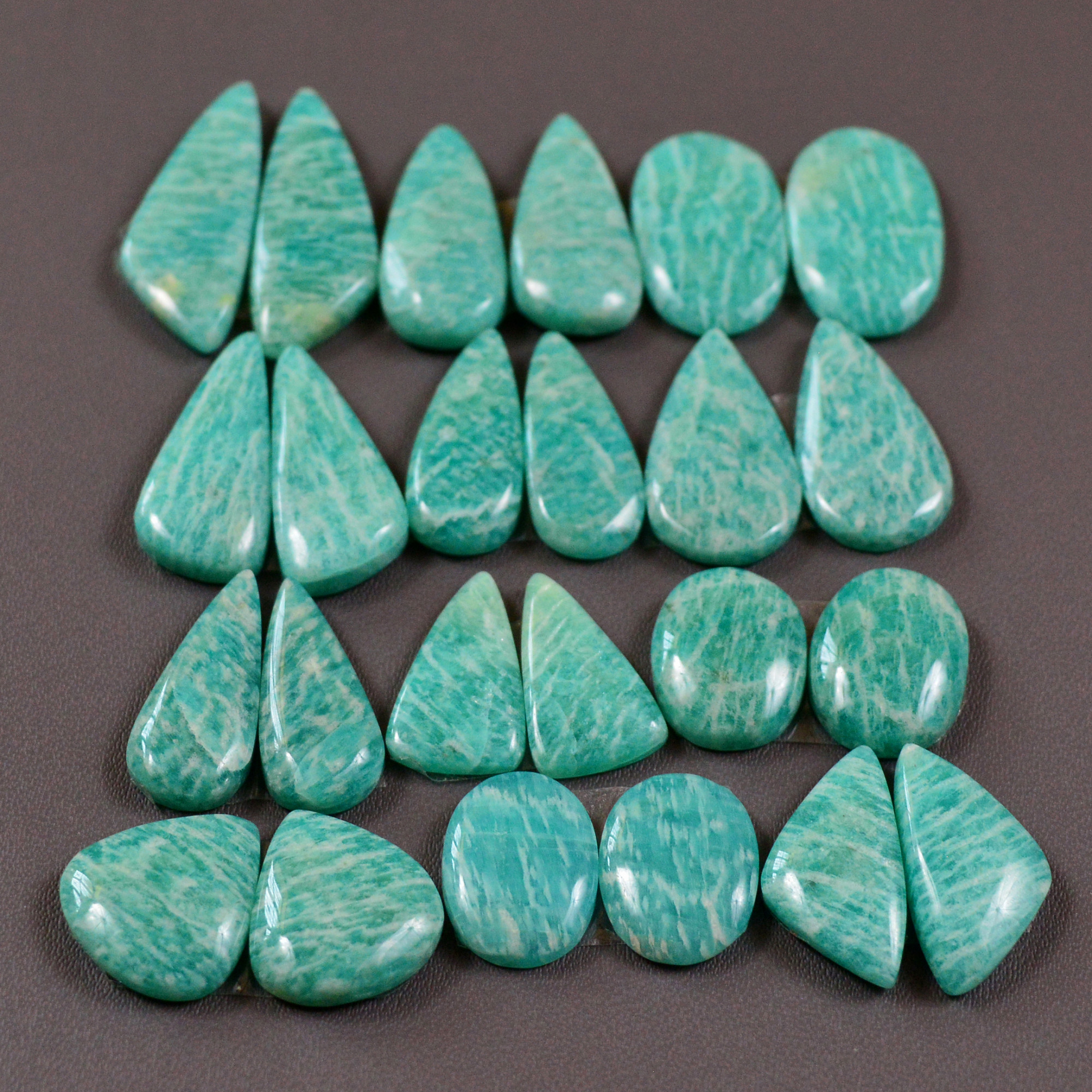 12 Pair 147 Cts Natural Amazonite Cabochons Pair Gemstone Lot Mixed Shape Stones Wholesale Jewelry Making Supply 24x8 10x8mm 19434