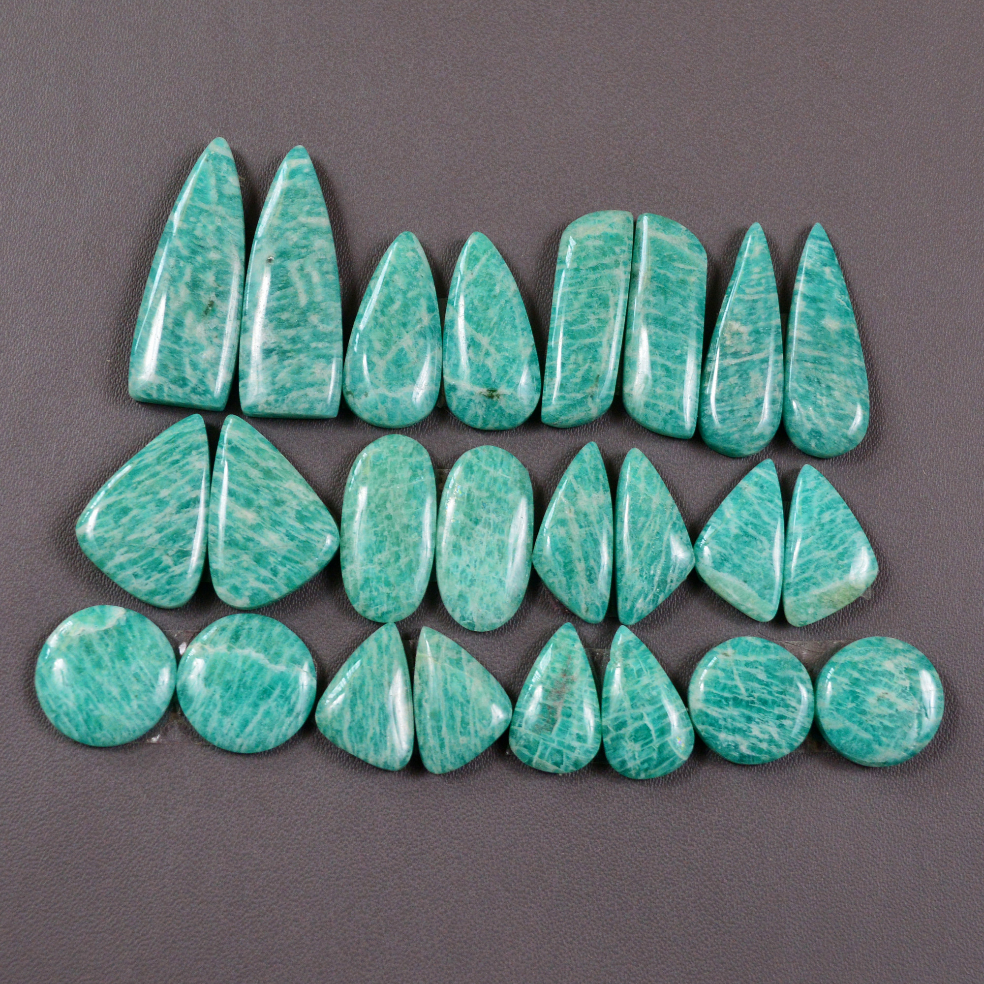 12 Pair 177Cts Natural Amazonite Cabochons Pair Gemstone Lot Mixed Shape Stones Wholesale Jewelry Making Supply 28x9 10x10mm 19436