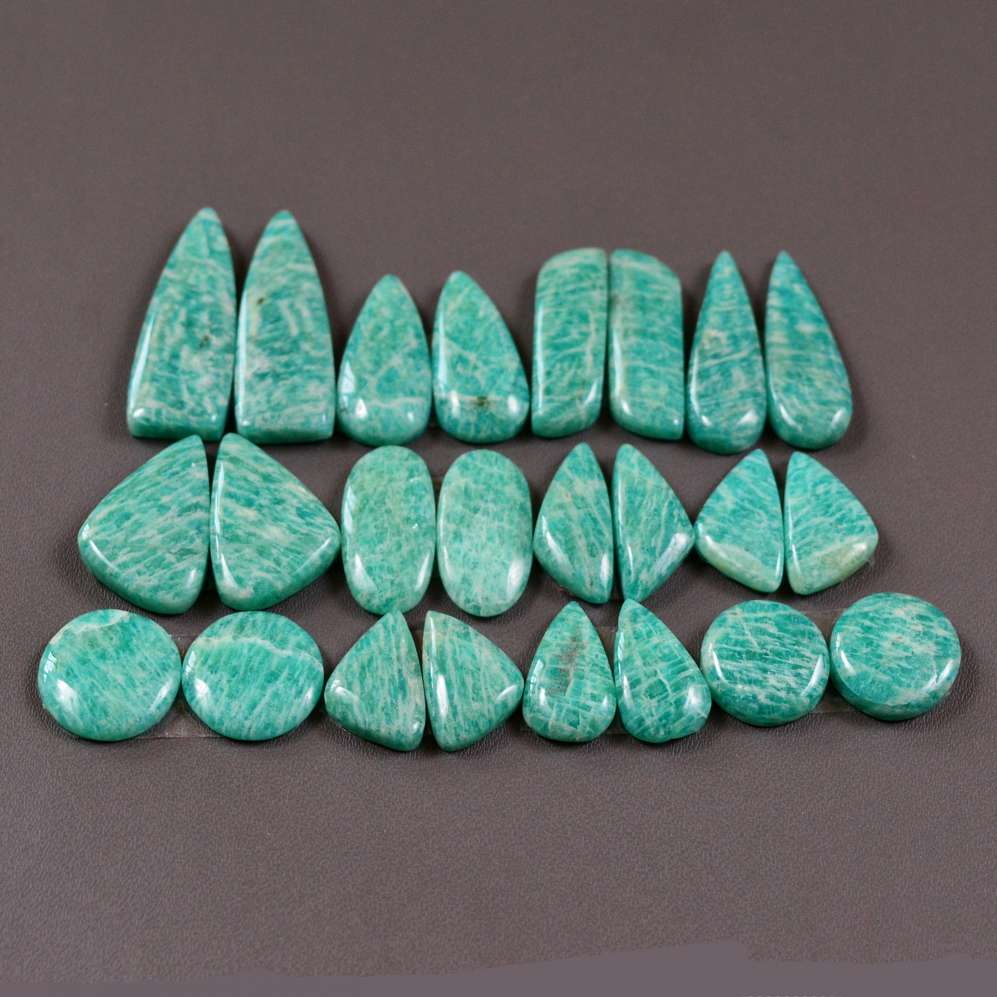 12 Pair 177Cts Natural Amazonite Cabochons Pair Gemstone Lot Mixed Shape Stones Wholesale Jewelry Making Supply 28x9 10x10mm 19436