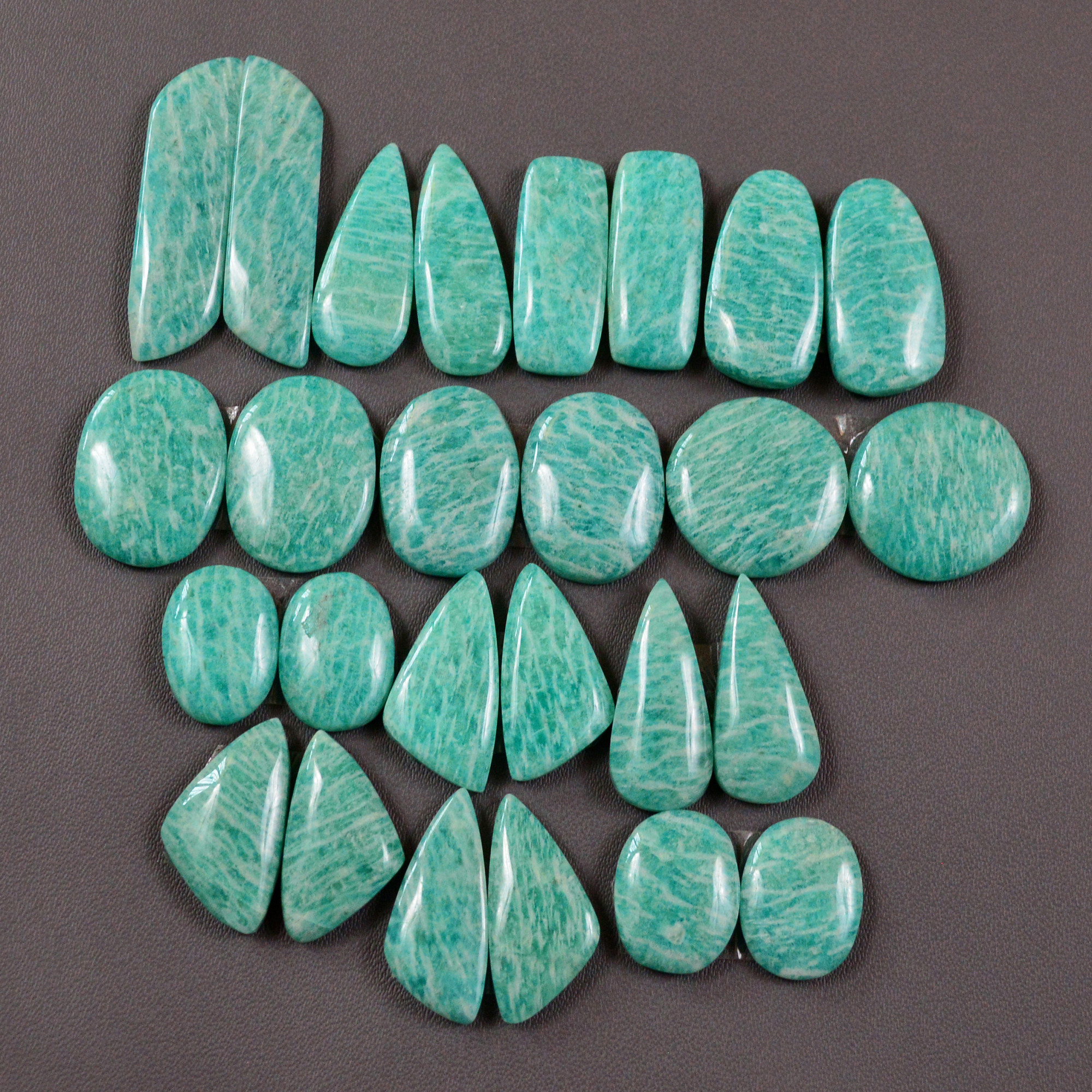 13 Pair 202Cts Natural Amazonite Cabochons Pair Gemstone Lot Mixed Shape Stones Wholesale Jewelry Making Supply 30x16 12x8mm 19438
