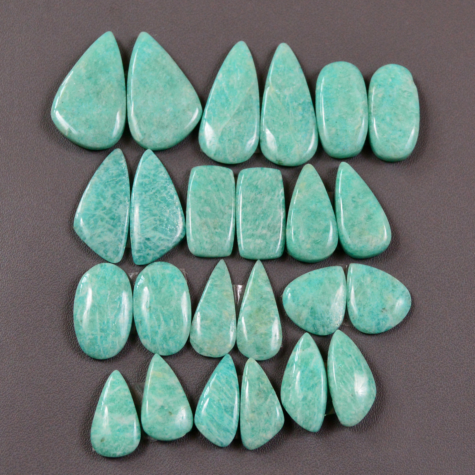 12 Pair 161Cts Natural Amazonite Cabochons Pair Gemstone Lot Mixed Shape Stones Wholesale Jewelry Making Supply 25x10 11x10mm 19441