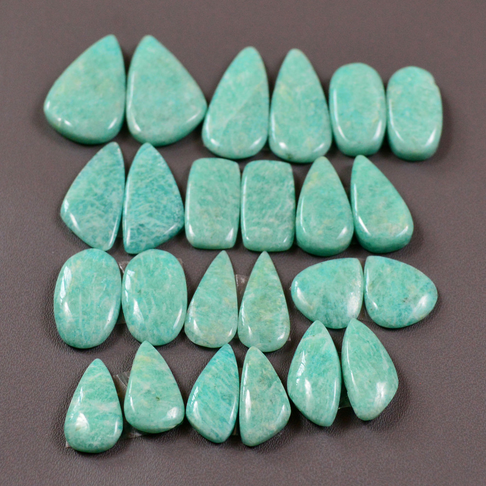 Image of 12 Pair 161Cts Natural Amazonite Cabochons Pair Gemstone Lot Mixed Shape Stones Wholesale Jewelry Making Supply 25x10 11x10mm #19441