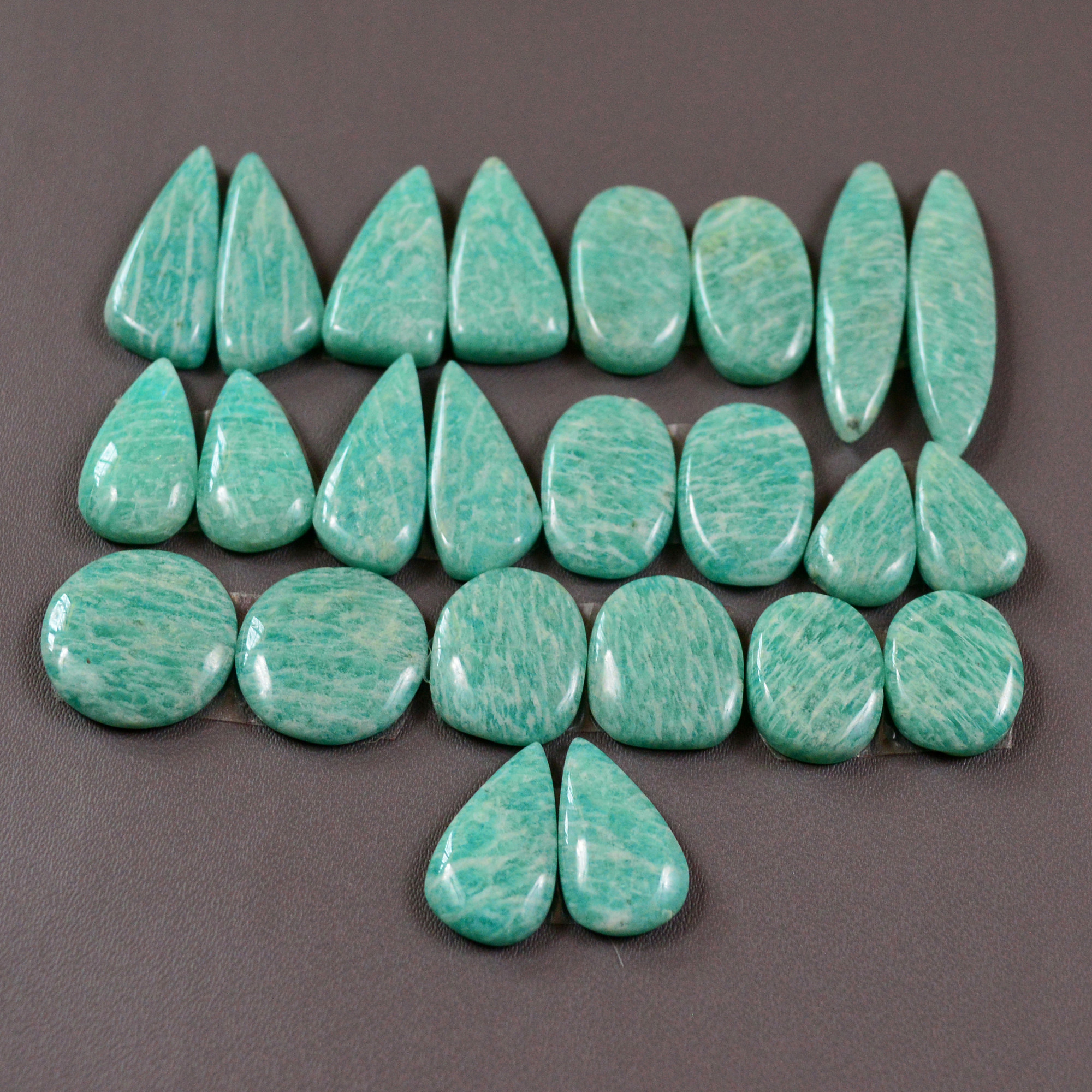 12 Pair 169 Cts Natural Amazonite Cabochons Pair Gemstone Lot Mixed Shape Stones Wholesale Jewelry Making Supply 25x8 14x9mm 19435
