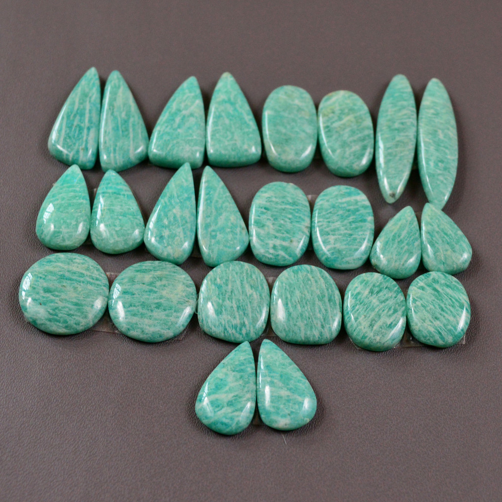Image of 12 Pair 169 Cts Natural Amazonite Cabochons Pair Gemstone Lot Mixed Shape Stones Wholesale Jewelry Making Supply 25x8 14x9mm #19435