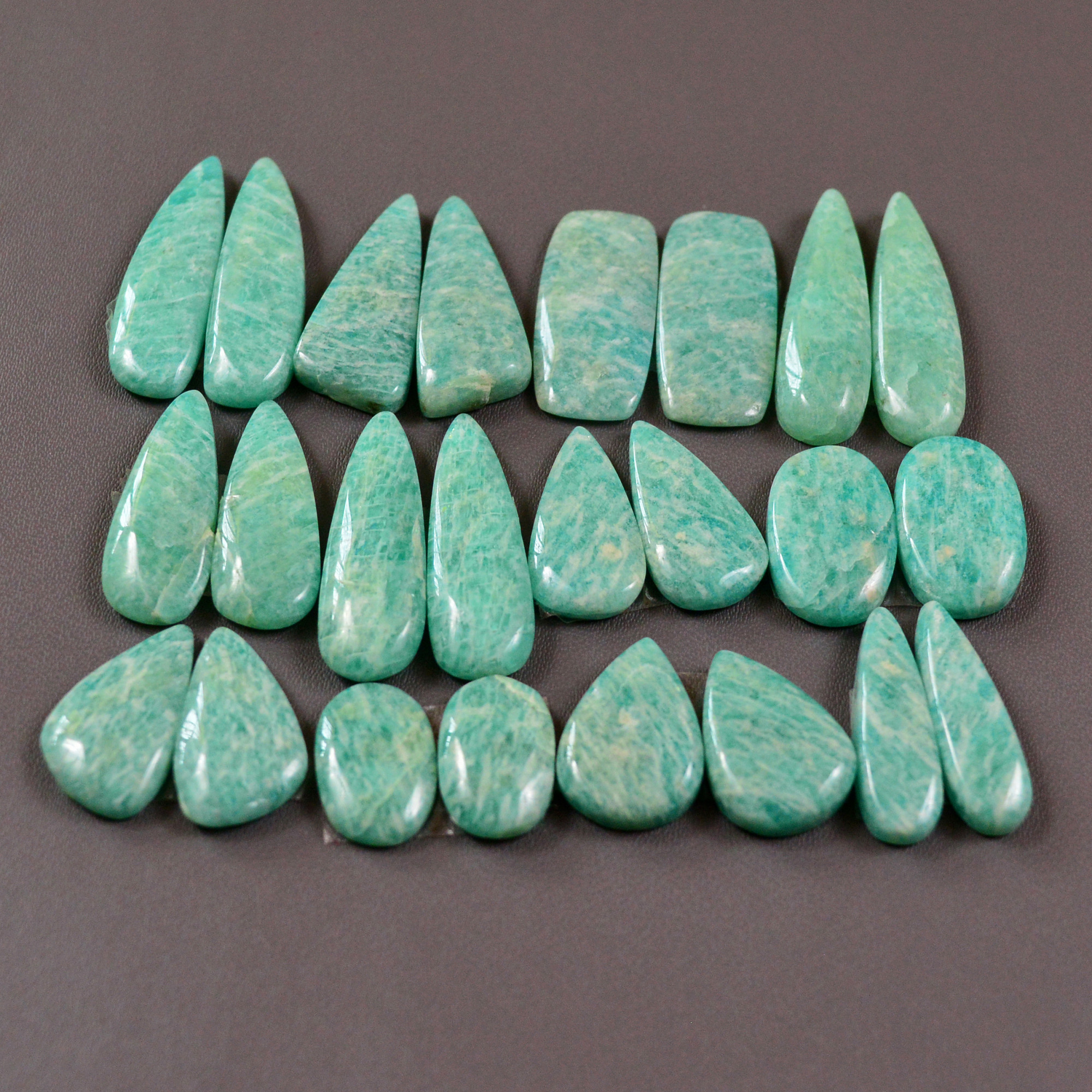 12 Pair 177Cts Natural Amazonite Cabochons Pair Gemstone Lot Mixed Shape Stones Wholesale Jewelry Making Supply 26x6 14x9mm 19444