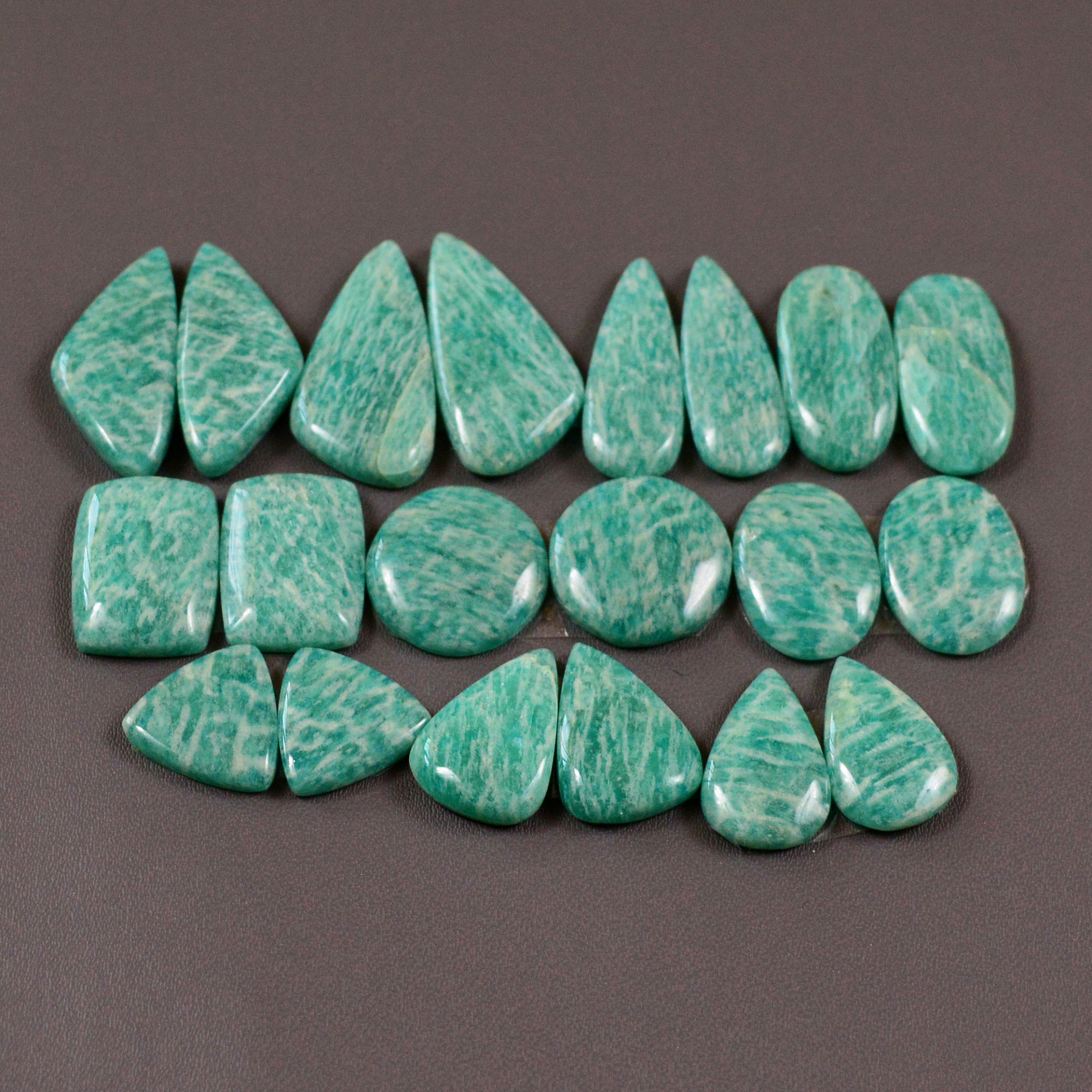 10 Pair 160Cts Natural Amazonite Cabochons Pair Gemstone Lot Mixed Shape Stones Wholesale Jewelry Making Supply 21x6 14x8mm 19446