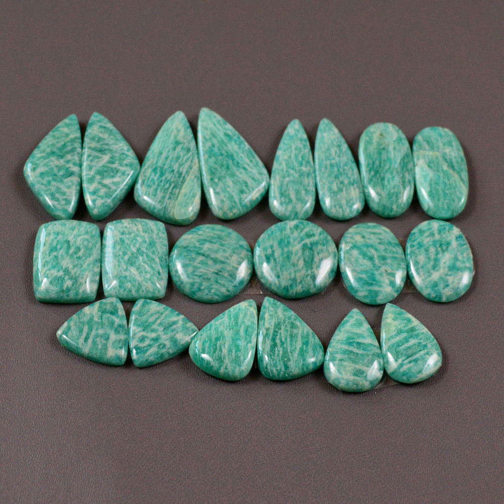 Image of 10 Pair 160Cts Natural Amazonite Cabochons Pair Gemstone Lot Mixed Shape Stones Wholesale Jewelry Making Supply 21x6 14x8mm #19446