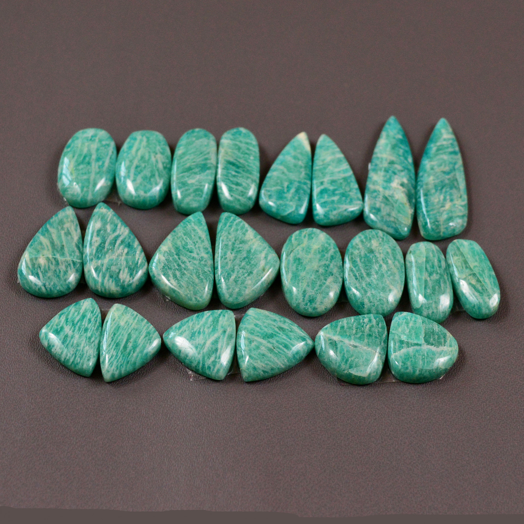 11 Pair 172Cts Natural Amazonite Cabochons Pair Gemstone Lot Mixed Shape Stones Wholesale Jewelry Making Supply 29x9 12x9mm 19447