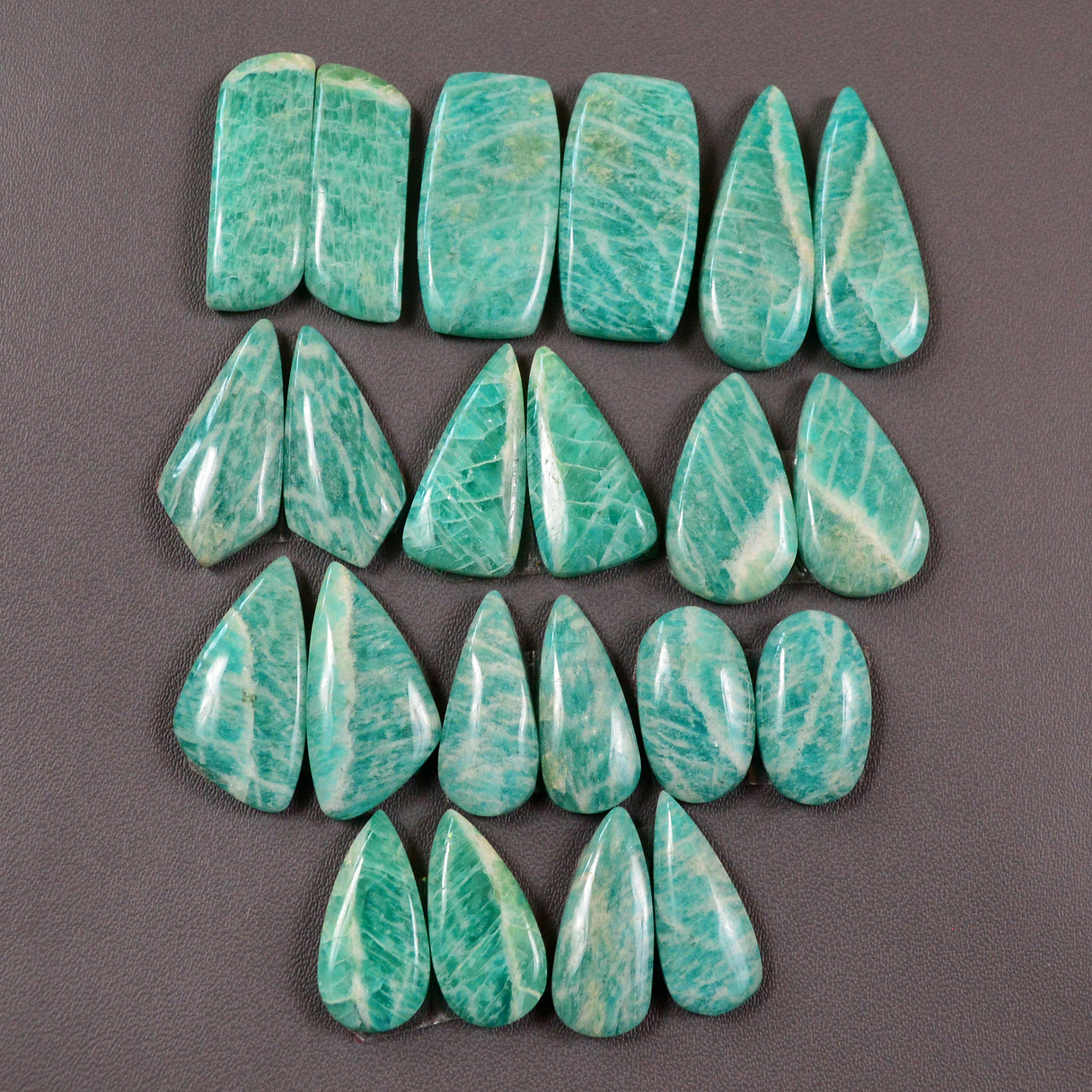 11 Pair 162Cts Natural Amazonite Cabochons Pair Gemstone Lot Mixed Shape Stones Wholesale Jewelry Making Supply 20x10 19x6mm 19449