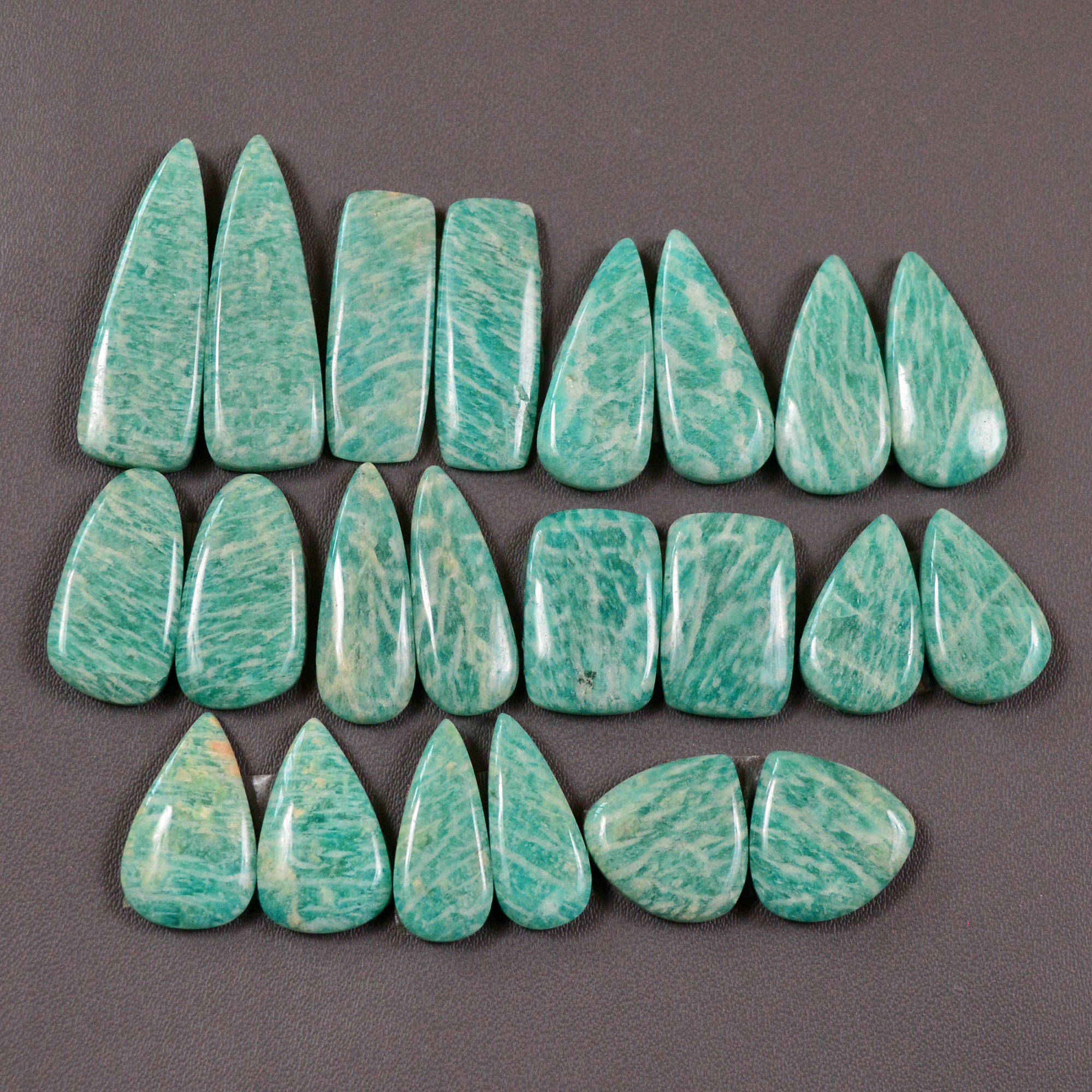 11 Pair 159Cts Natural Amazonite Cabochons Pair Gemstone Lot Mixed Shape Stones Wholesale Jewelry Making Supply 26x8 10x10mm 19450