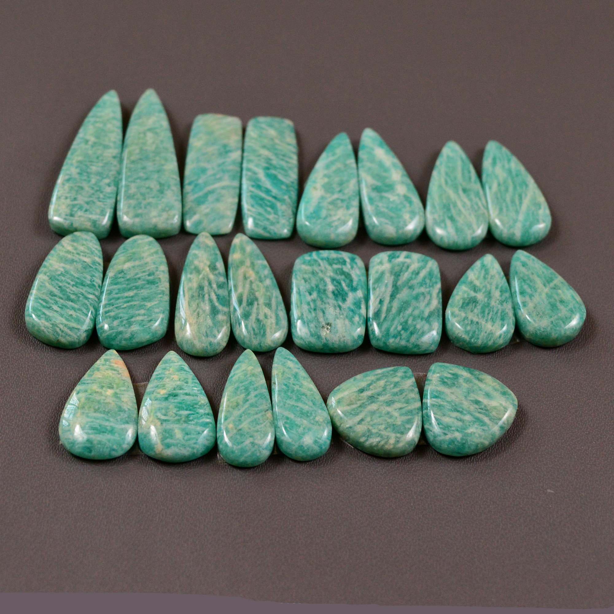 11 Pair 159Cts Natural Amazonite Cabochons Pair Gemstone Lot Mixed Shape Stones Wholesale Jewelry Making Supply 26x8 10x10mm 19450