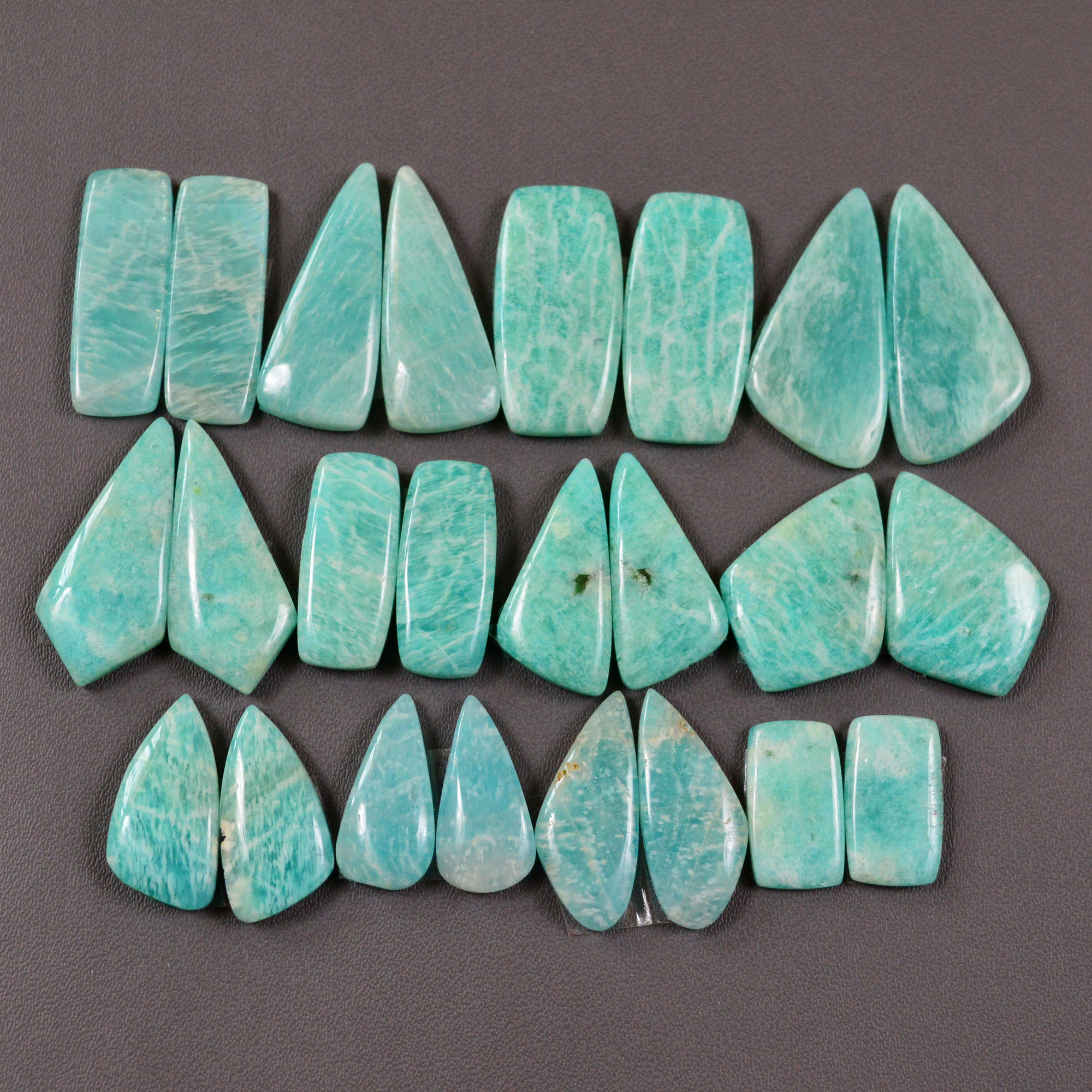 12 Pair 191Cts Natural Amazonite Cabochons Pair Gemstone Lot Mixed Shape Stones Wholesale Jewelry Making Supply 25x9 13x6mm 19458