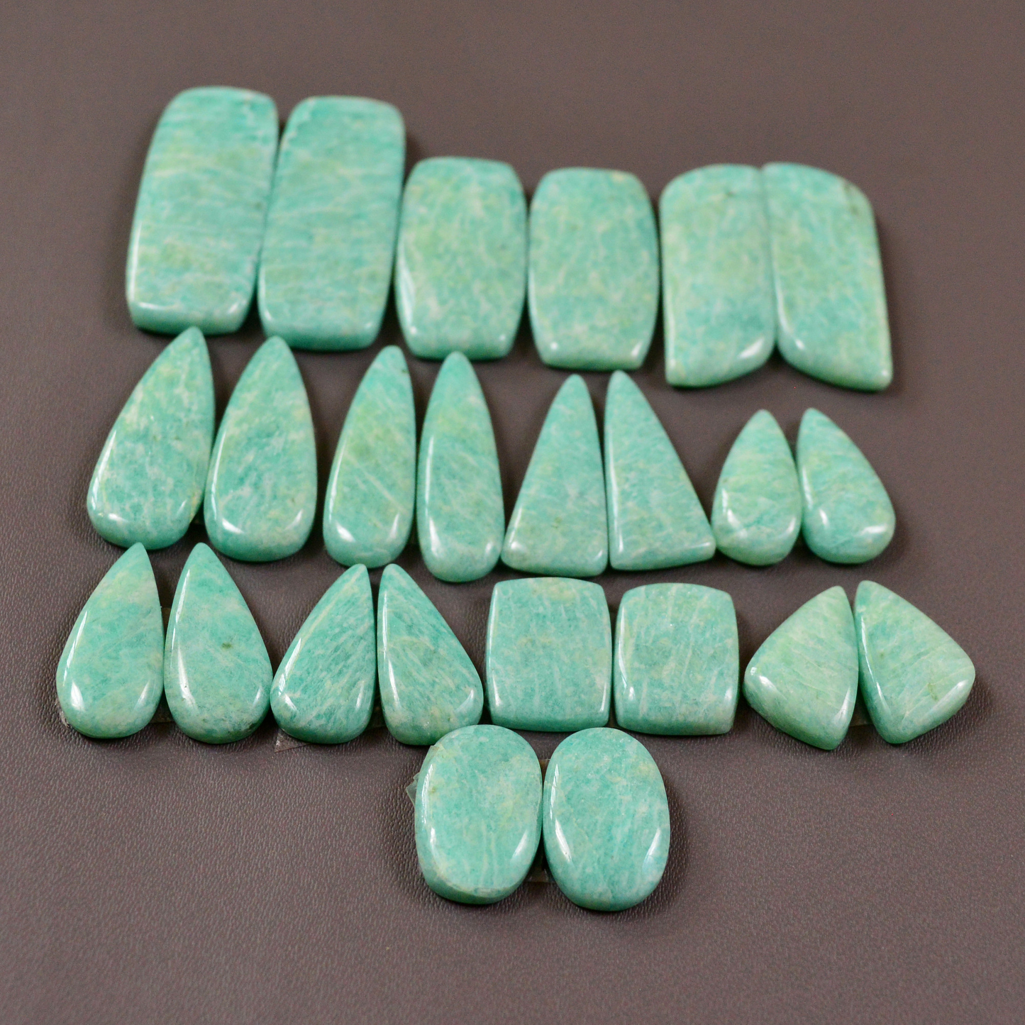 12 Pair 210Cts Natural Amazonite Cabochons Pair Gemstone Lot Mixed Shape Stones Wholesale Jewelry Making Supply 30x10 15x5mm 19460
