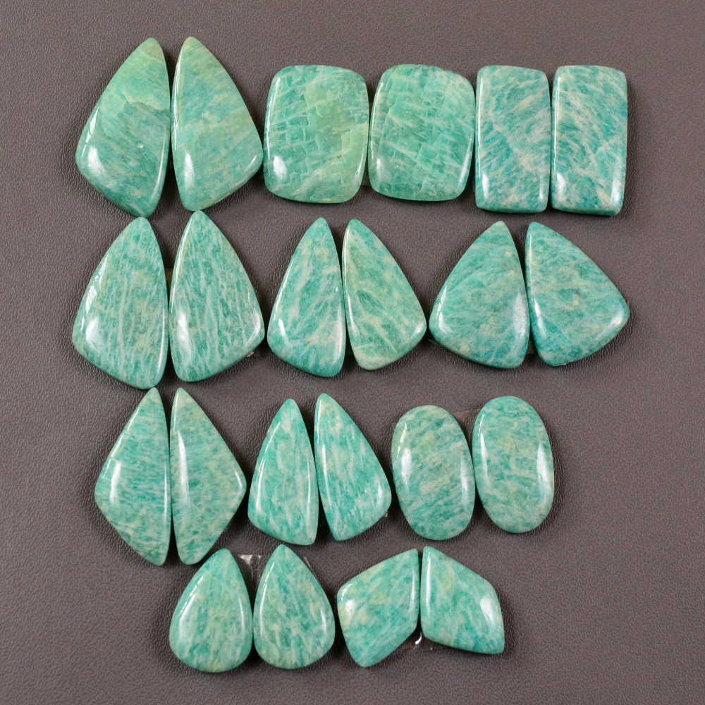 Image of 11 Pair 171Cts Natural Amazonite Cabochons Pair Gemstone Lot Mixed Shape Stones Wholesale Jewelry Making Supply 22x10 13x8mm #19461