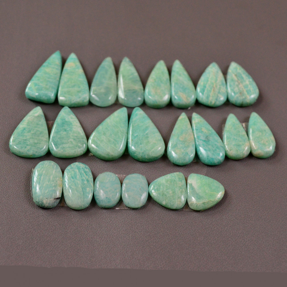 Image of 11 Pair 130Cts Natural Amazonite Cabochons Pair Gemstone Lot Mixed Shape Stones Wholesale Jewelry Making Supply 20x7 10x10mm #19462
