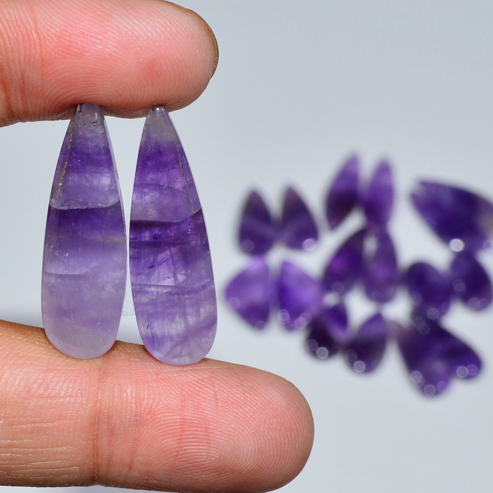 9 Pair 147 Cts Natural Purple Amethyst Cabochon Pair Loose Gemstone Wholesale Lot Jewelry Making 28x7 15x9mm 19501