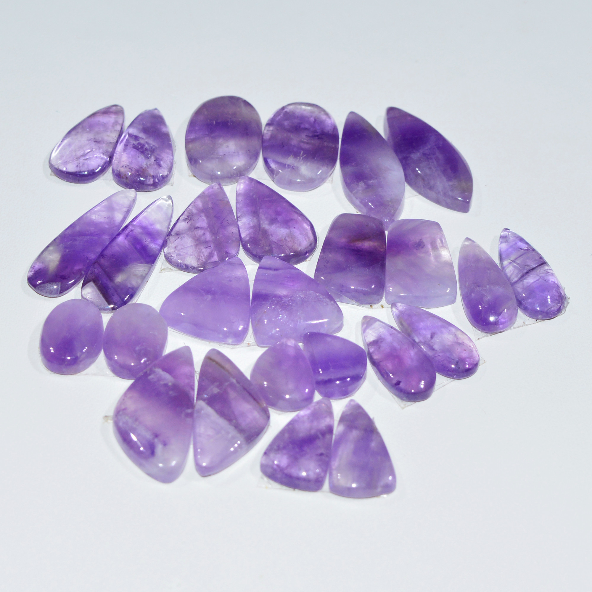 13 Pair 110 Cts Natural Purple Amethyst Cabochon Pair Loose Gemstone Wholesale Lot Jewelry Making 20x5 7x5mm 19502