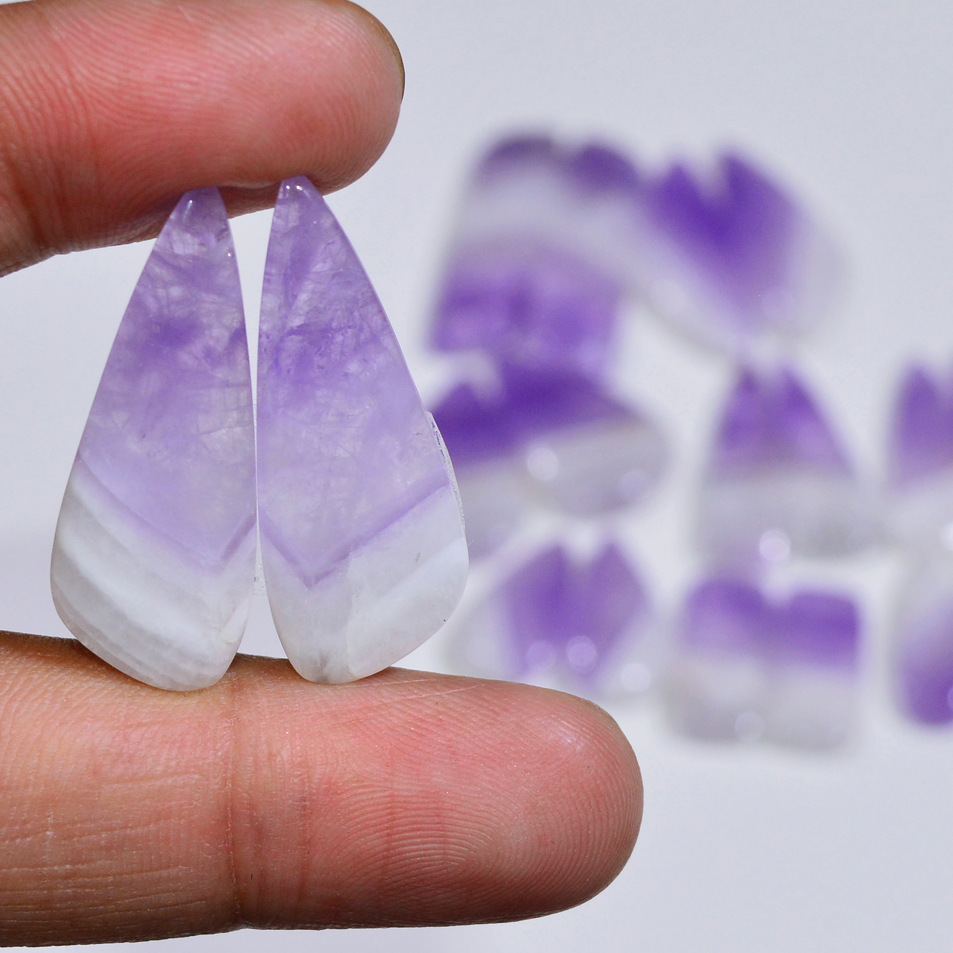 9 Pair 150 Cts Natural Purple Amethyst Cabochon Pair Loose Gemstone Wholesale Lot Jewelry Making 30x6 14x9mm 19504