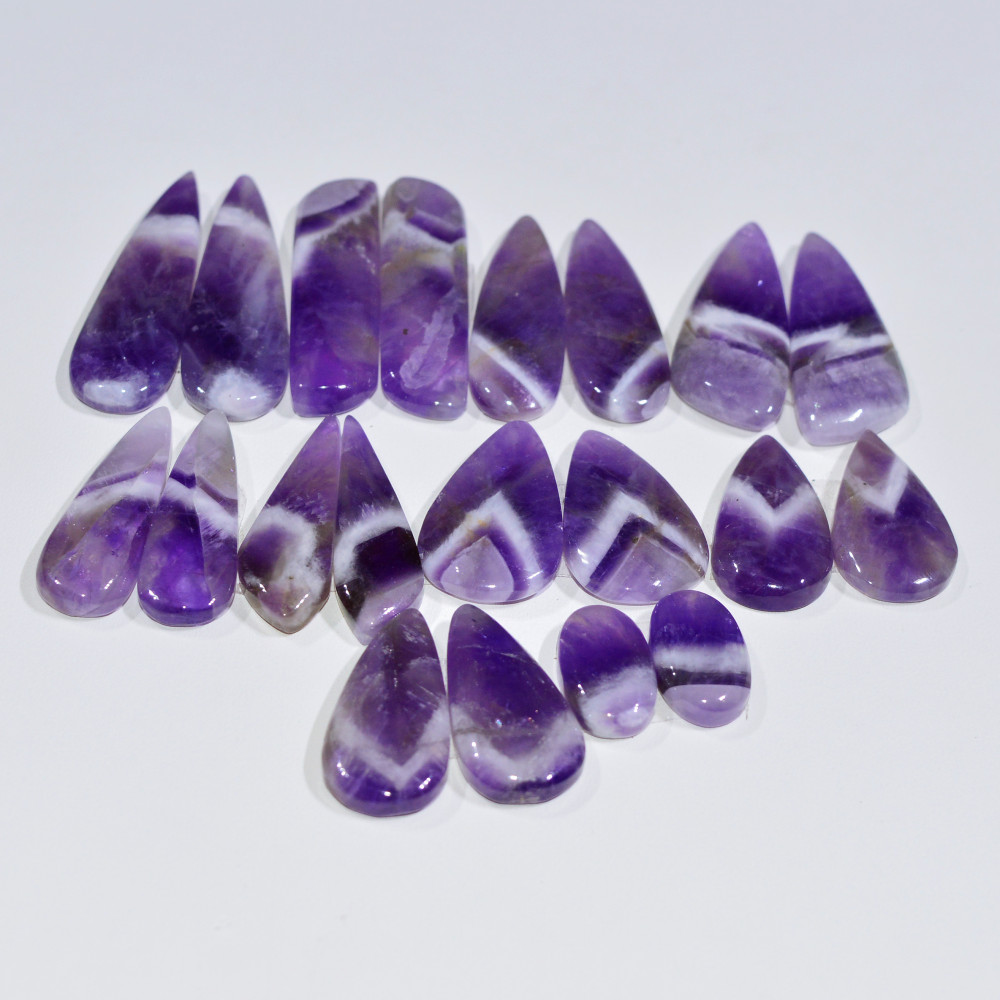 Image of 10 Pair 193 Cts Natural Purple Amethyst Cabochon Pair Loose Gemstone Wholesale Lot Jewelry Making 30x6 11x6mm #19505