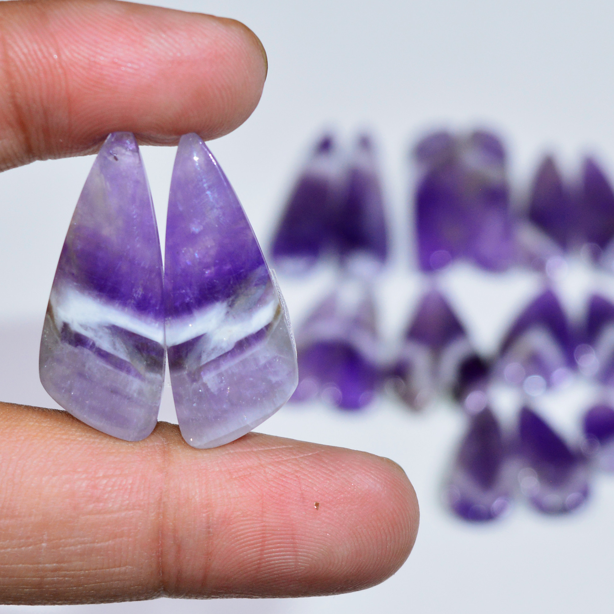 10 Pair 193 Cts Natural Purple Amethyst Cabochon Pair Loose Gemstone Wholesale Lot Jewelry Making 30x6 11x6mm 19505