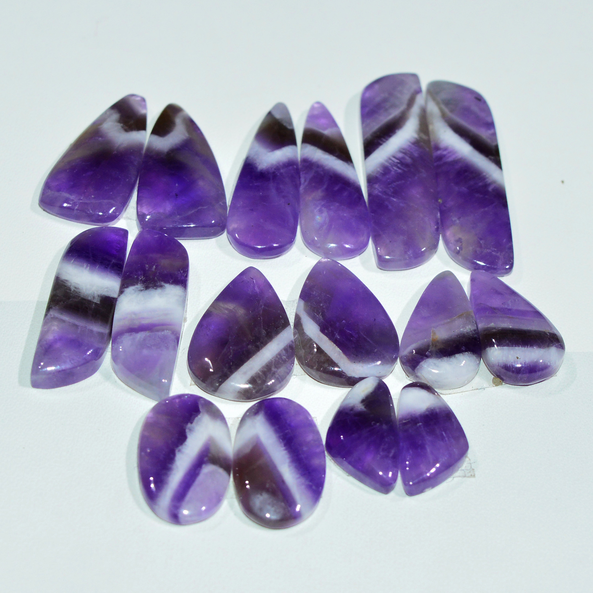 8 Pair 130 Cts Natural Purple Amethyst Cabochon Pair Loose Gemstone Wholesale Lot Jewelry Making 32x6 12x6mm 19507