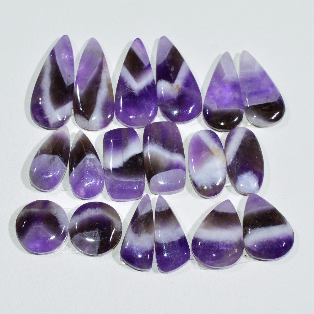 Image of 9 Pair 116 Cts Natural Purple Amethyst Cabochon Pair Loose Gemstone Wholesale Lot Jewelry Making 20x8 9x9mm #19508