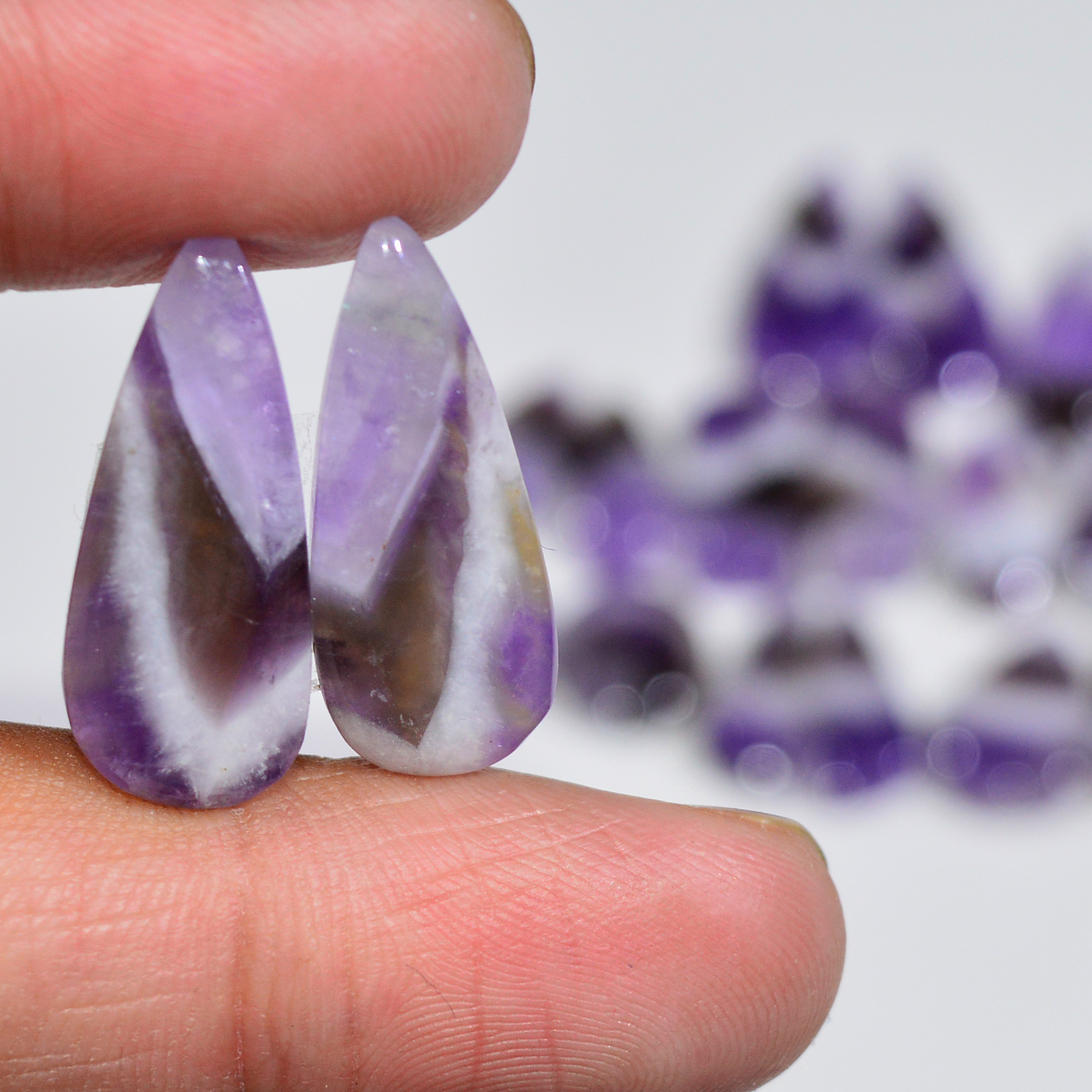 9 Pair 116 Cts Natural Purple Amethyst Cabochon Pair Loose Gemstone Wholesale Lot Jewelry Making 20x8 9x9mm 19508