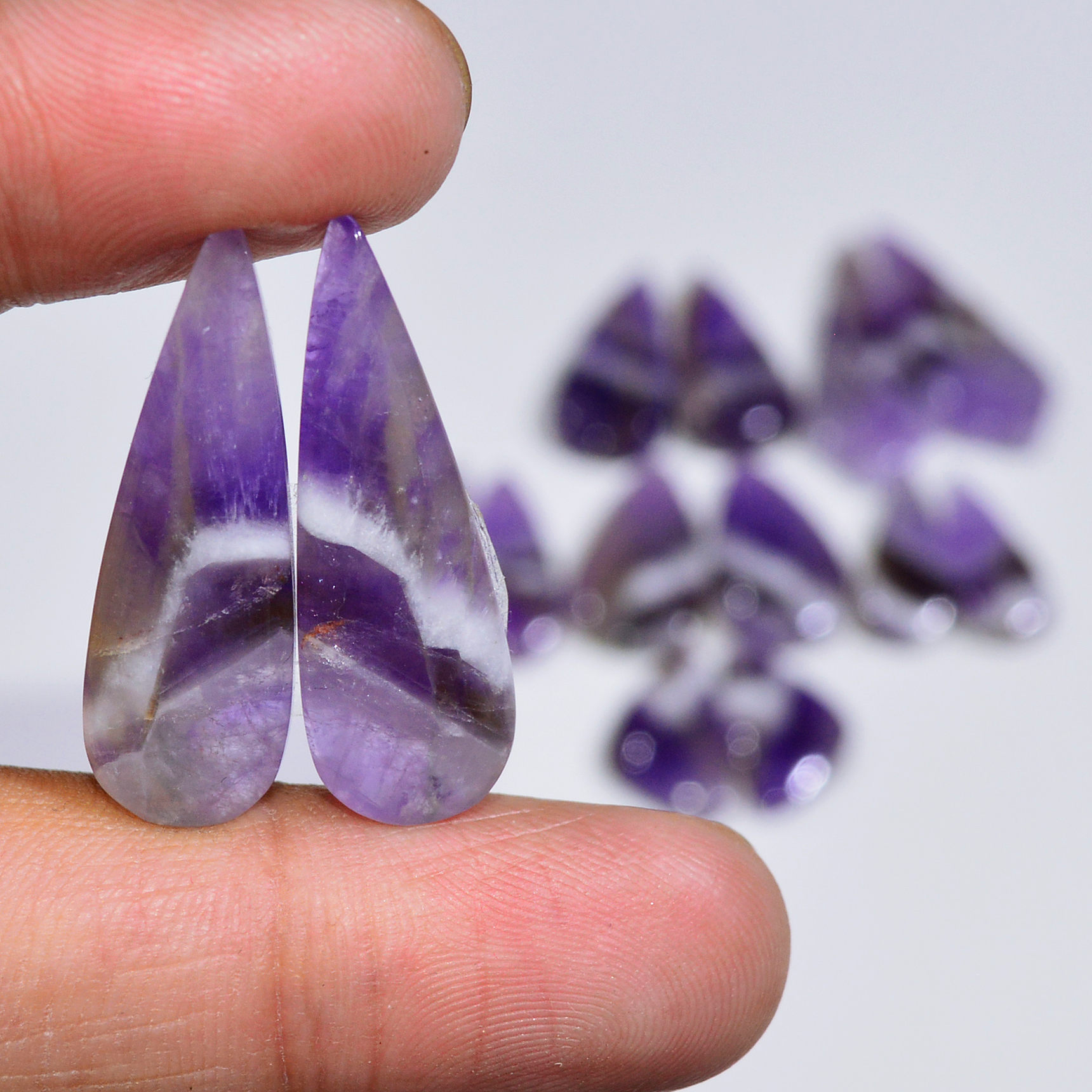7 Pair 130 Cts Natural Purple Amethyst Cabochon Pair Loose Gemstone Wholesale Lot Jewelry Making 29x10 15x9mm 19509
