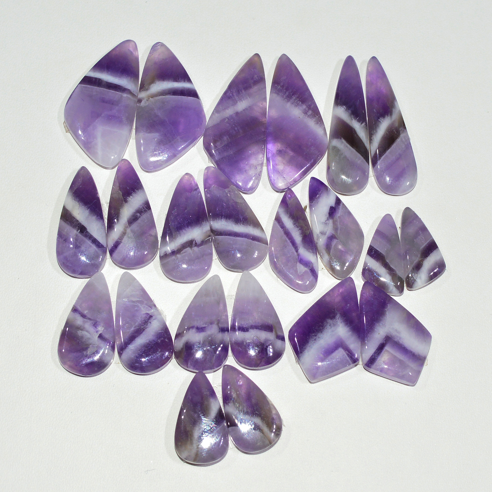 11 Pair 156 Cts Natural Purple Amethyst Cabochon Pair Loose Gemstone Wholesale Lot Jewelry Making 25x5 14x6mm 19510