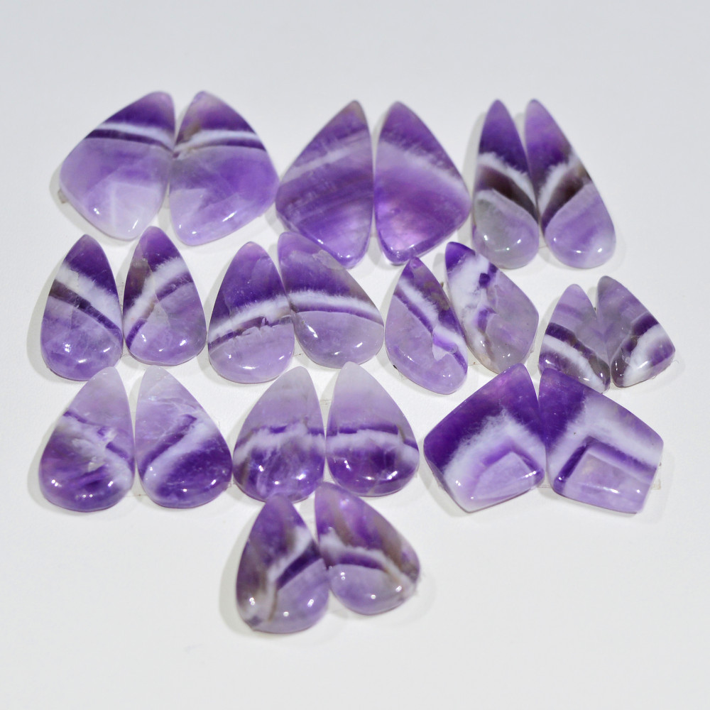 Image of 11 Pair 156 Cts Natural Purple Amethyst Cabochon Pair Loose Gemstone Wholesale Lot Jewelry Making 25x5 14x6mm #19510