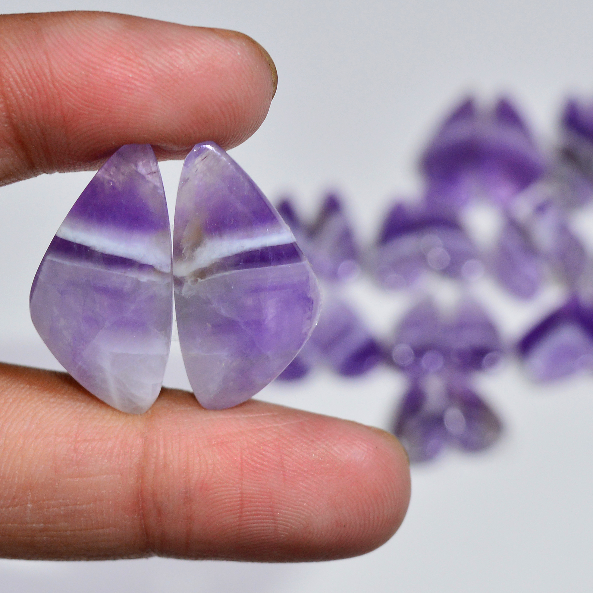 11 Pair 156 Cts Natural Purple Amethyst Cabochon Pair Loose Gemstone Wholesale Lot Jewelry Making 25x5 14x6mm 19510