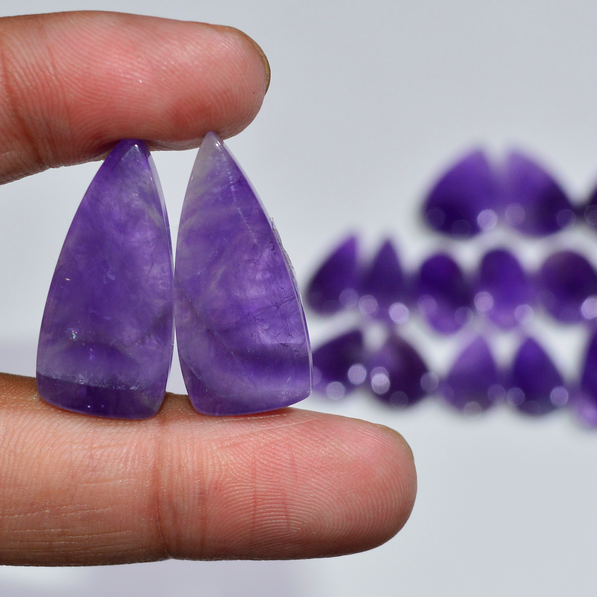 9 Pair 165 Cts Natural Purple Amethyst Cabochon Pair Loose Gemstone Wholesale Lot Jewelry Making 25x10 14x9mm 19511